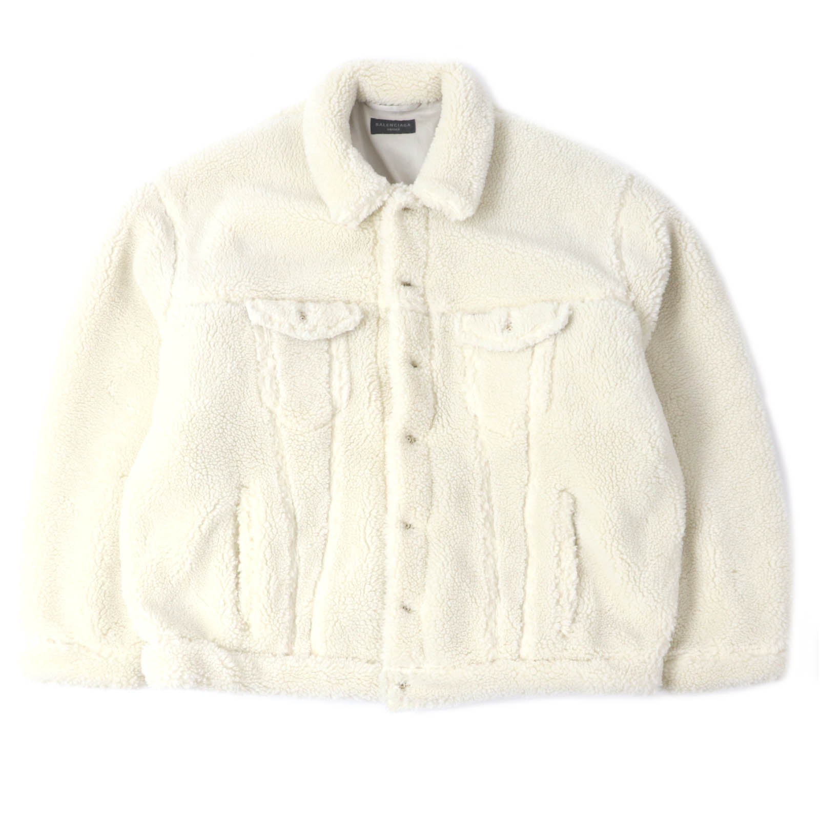 極美品□BALENCIAGA バレンシアガ 23AW 774376 UNISEX オーバーサイズ ボアジャケット ブルゾン アイボリー 2 イタリア製 正規品 メンズ【中古】