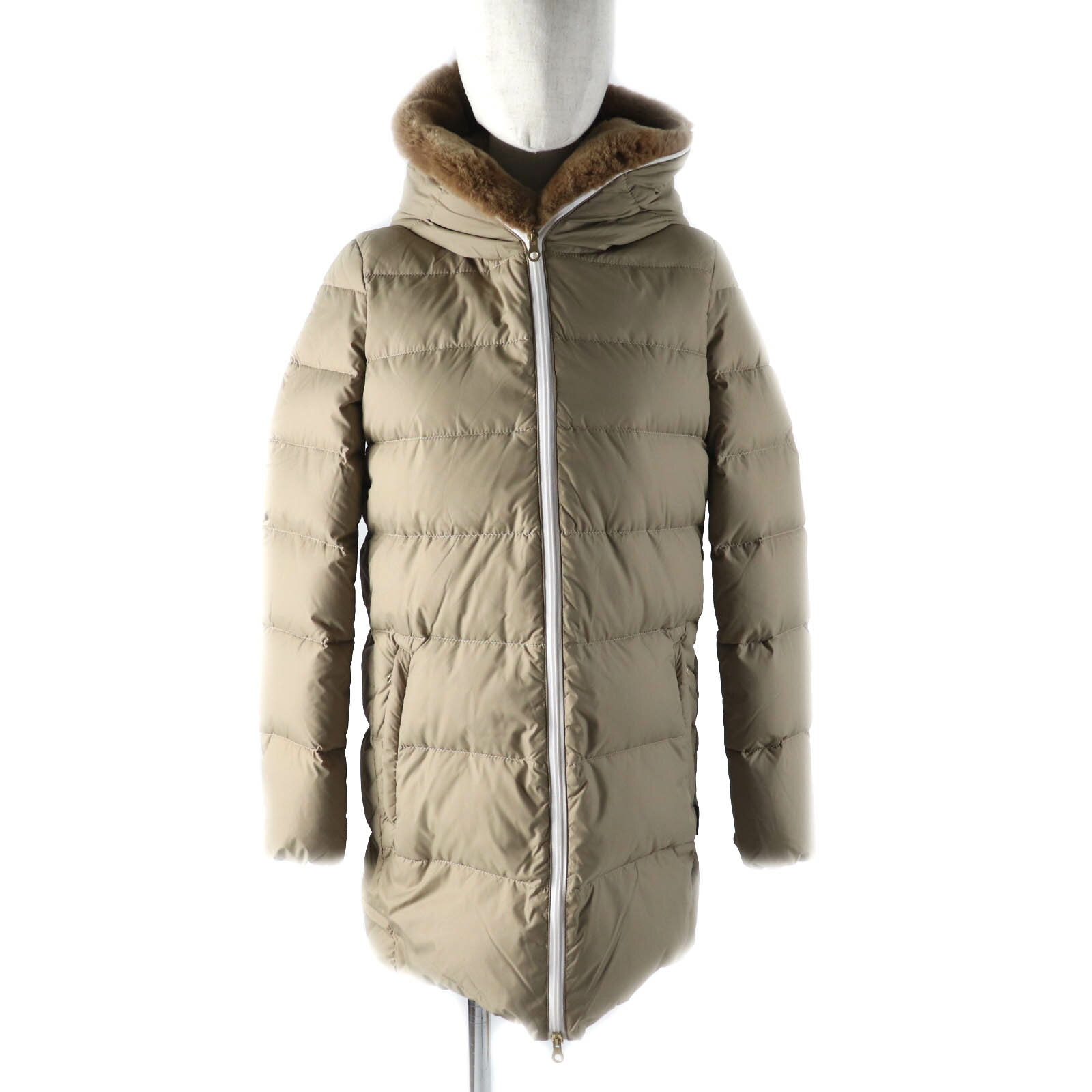 未使用品★DUVETICA デュベティカ D8114842N00-11620 CARYSDUE カリスドゥエ レッキスラビットファー・フード付 ZIP UP ダウンコート CANGURO 42 ブルガリア製 正規品 レディース【中古】