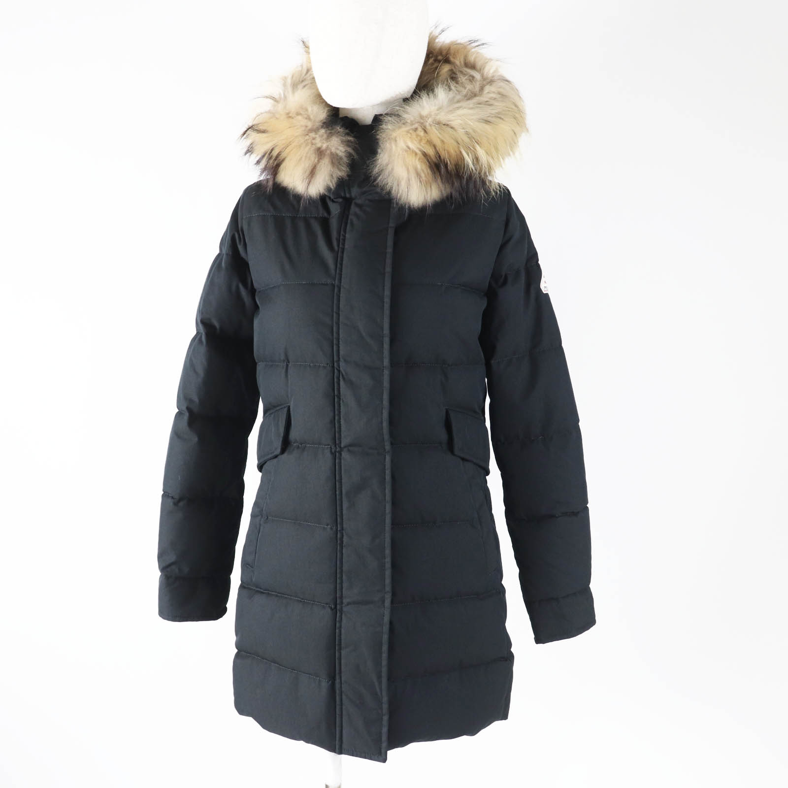 美品◎Pyrenex ピレネックス GRENOBLE JACKET グルノーブルジャケット ファー・フード付き ダウンコート ブラック 36 正規品 レディース【中古】