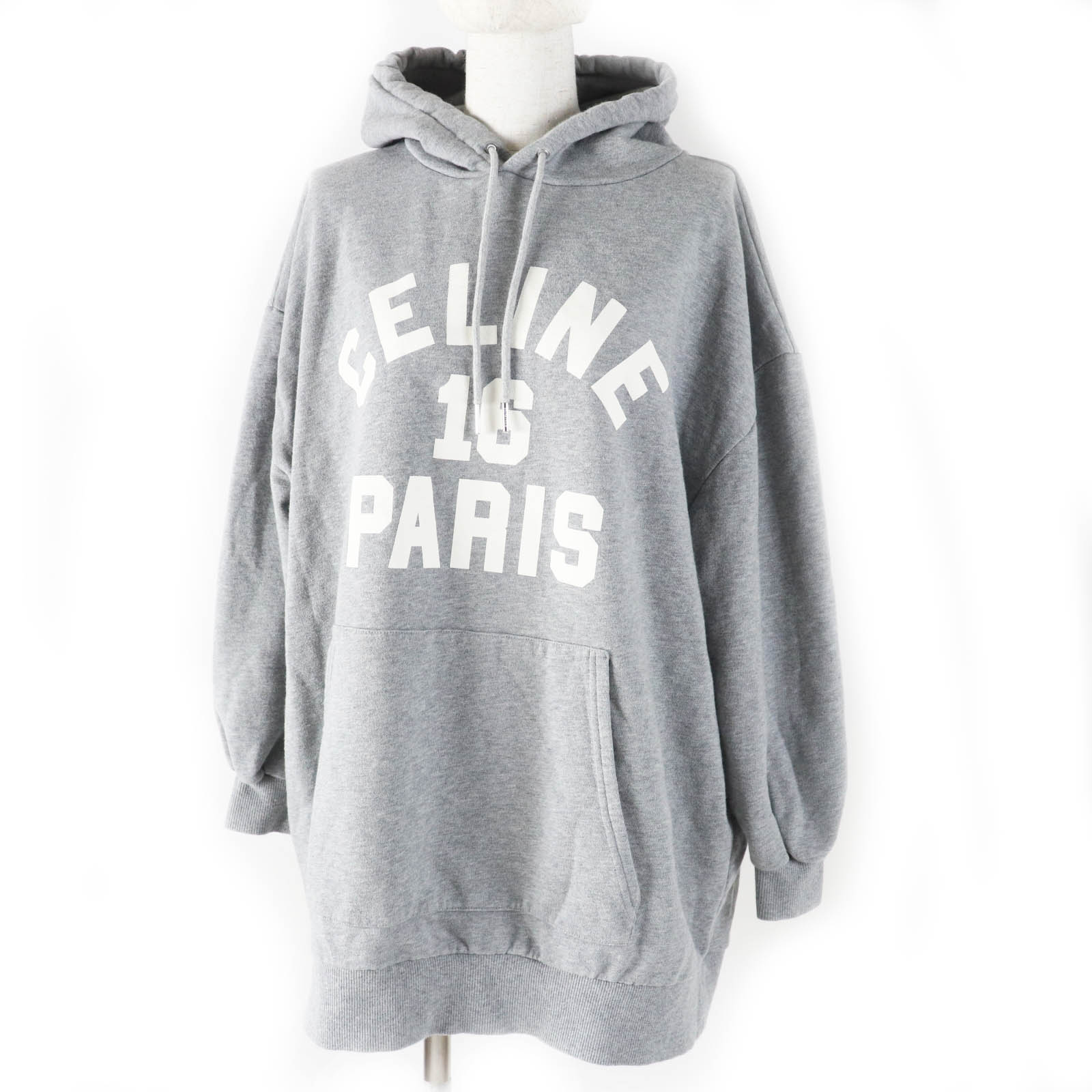 美品◎CELINE セリーヌ 2Y757670Q コットン 16PARIS オーバーサイズ パーカー グレー M イタリア製 正規品 レディース【中古】