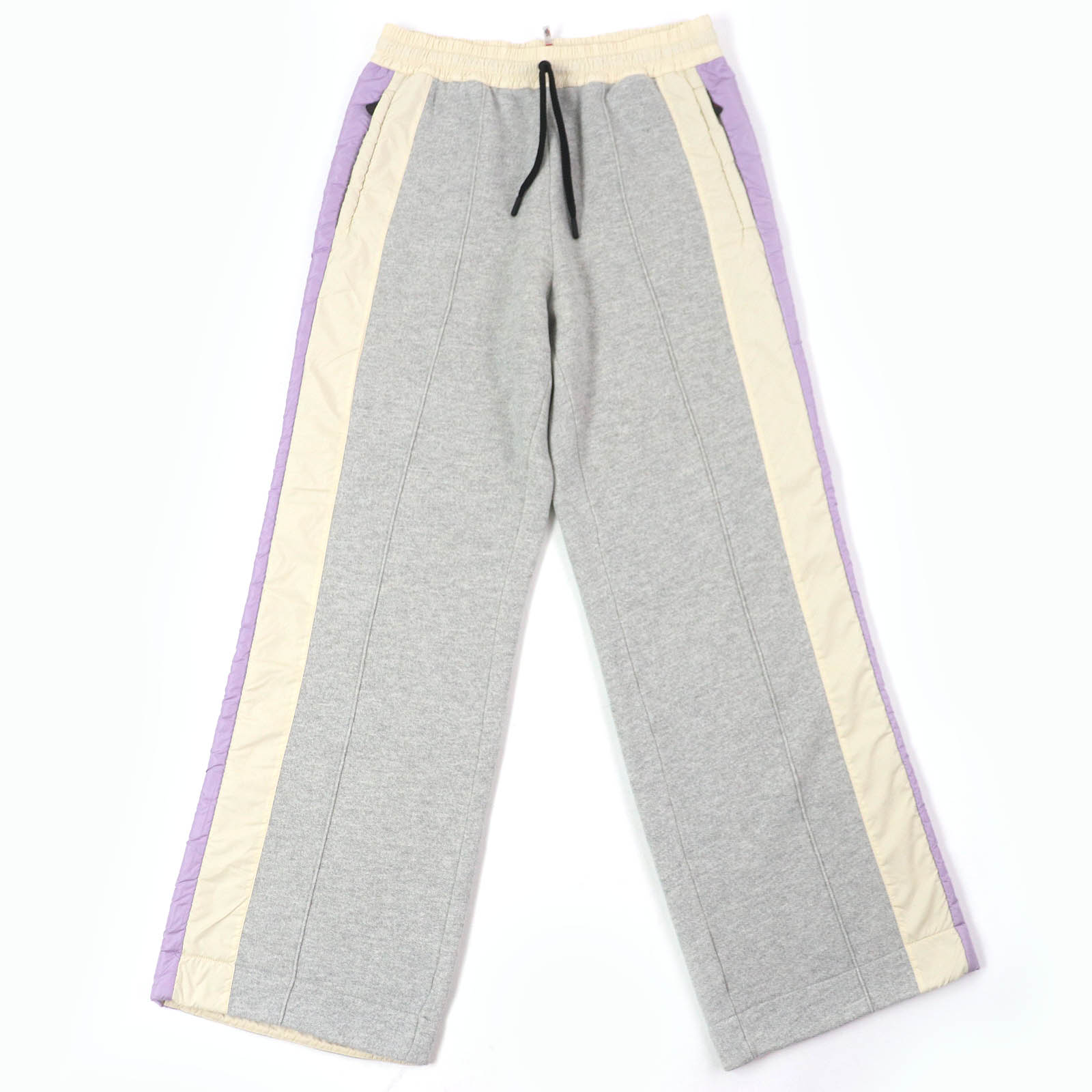 未使用品△MONCLER GRENOBLE モンクレール グルノーブル 2022年製 H20988H00008 PANTALONE サイドストライプ トラックパンツ スウェットパンツ グレー アイボリー パープル M イタリア製 正規品 レディース オススメ◎【中古】