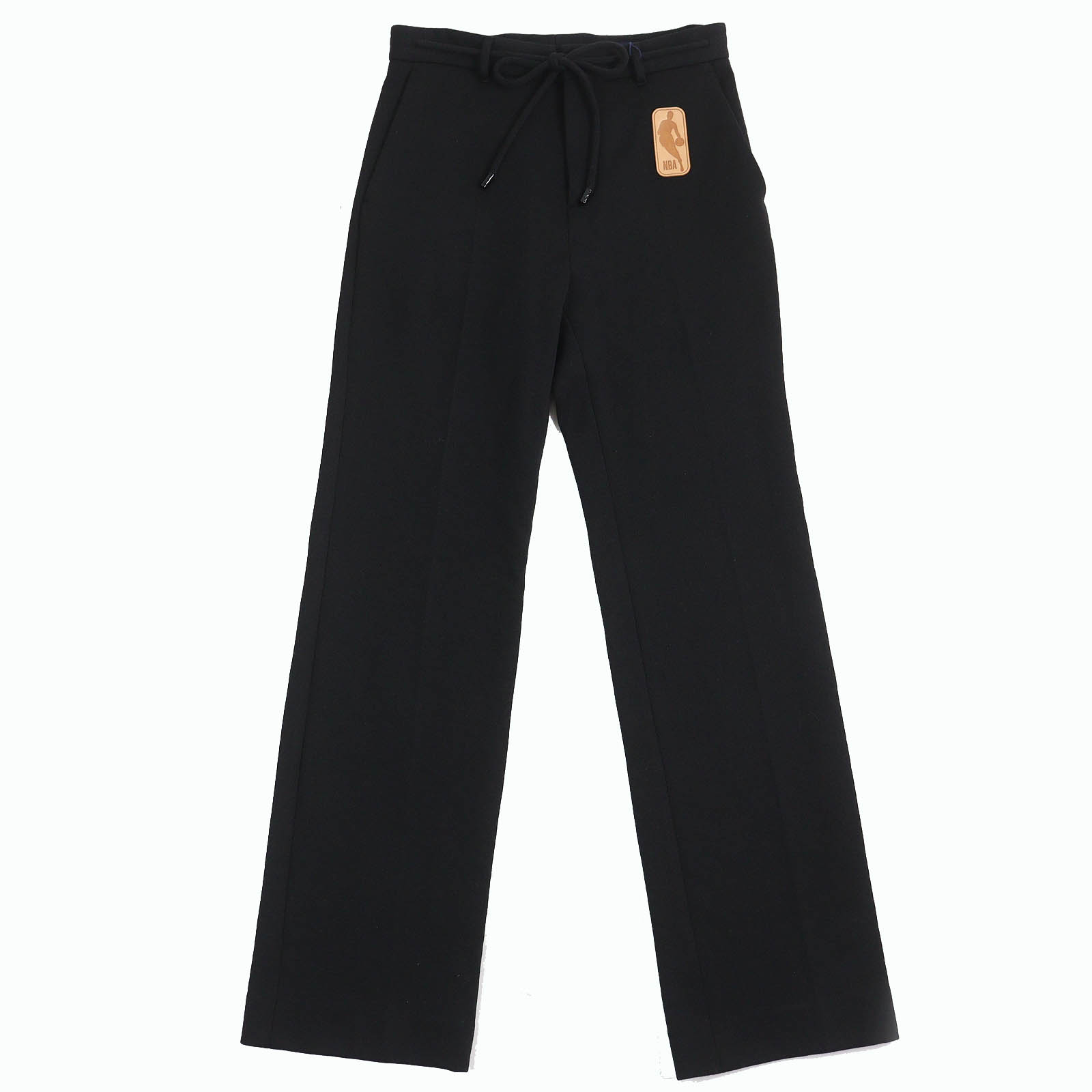未使用品△LOUIS VUITTON×NBA ルイヴィトン×NBA 21AW HLP10W Sporty Trousers ウール コットン ロゴパッチ スポーティー トラウザーズパンツ ブラック 38 イタリア製 正規品 メンズ【中古】