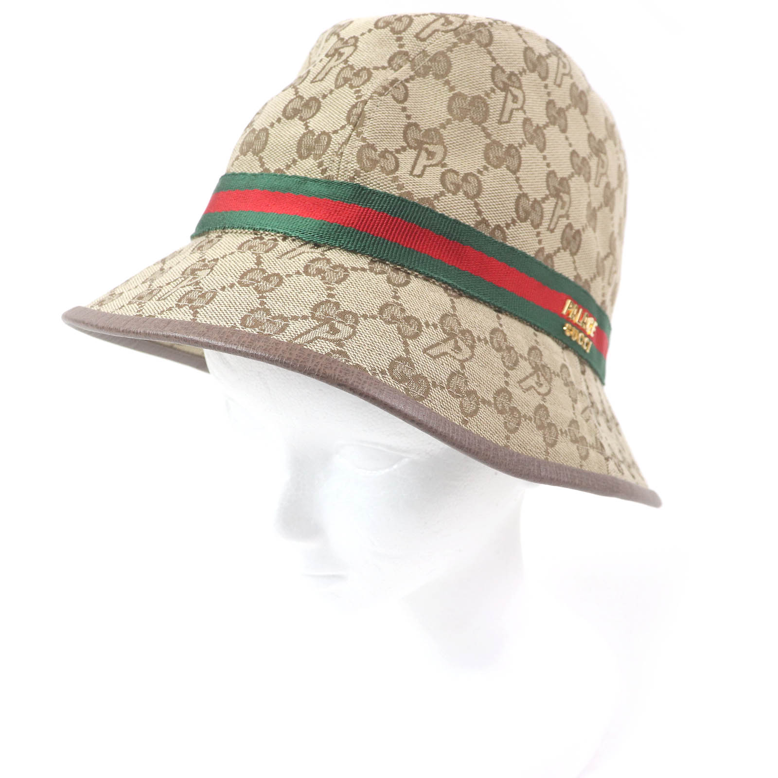 美品□GUCCI Palace グッチ パレス 726133 GGキャンバス ウェブライン バケットハット 帽子 ベージュ M/58cm イタリア製 正規品 メンズ【中古】