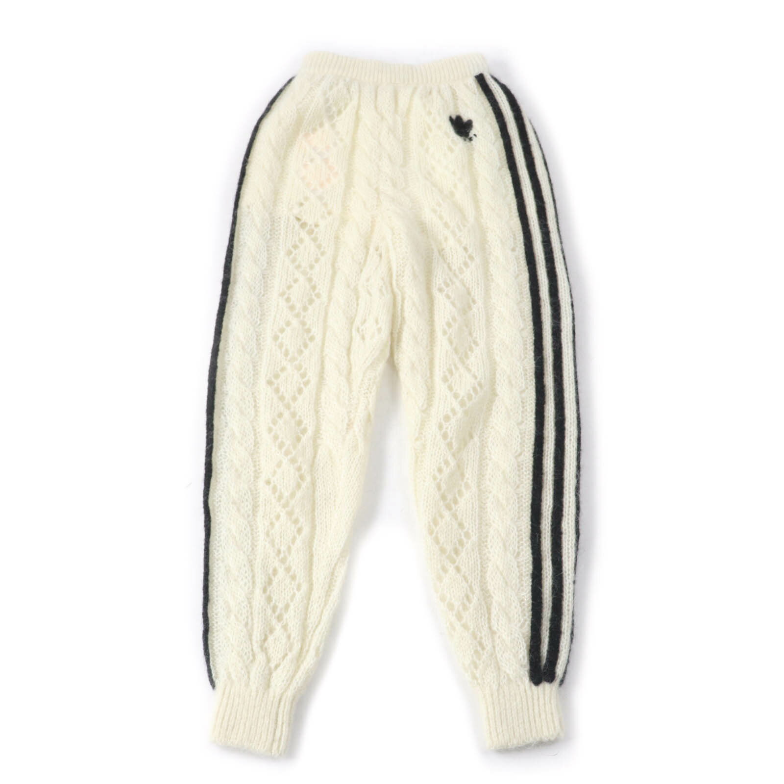 未使用品★GUCCI×adidas グッチ×アディダス 721504 トレフォイル スリーストライプス モヘア ニットパンツ アイボリー ブラック XS イタリア製 正規品 レディース【中古】