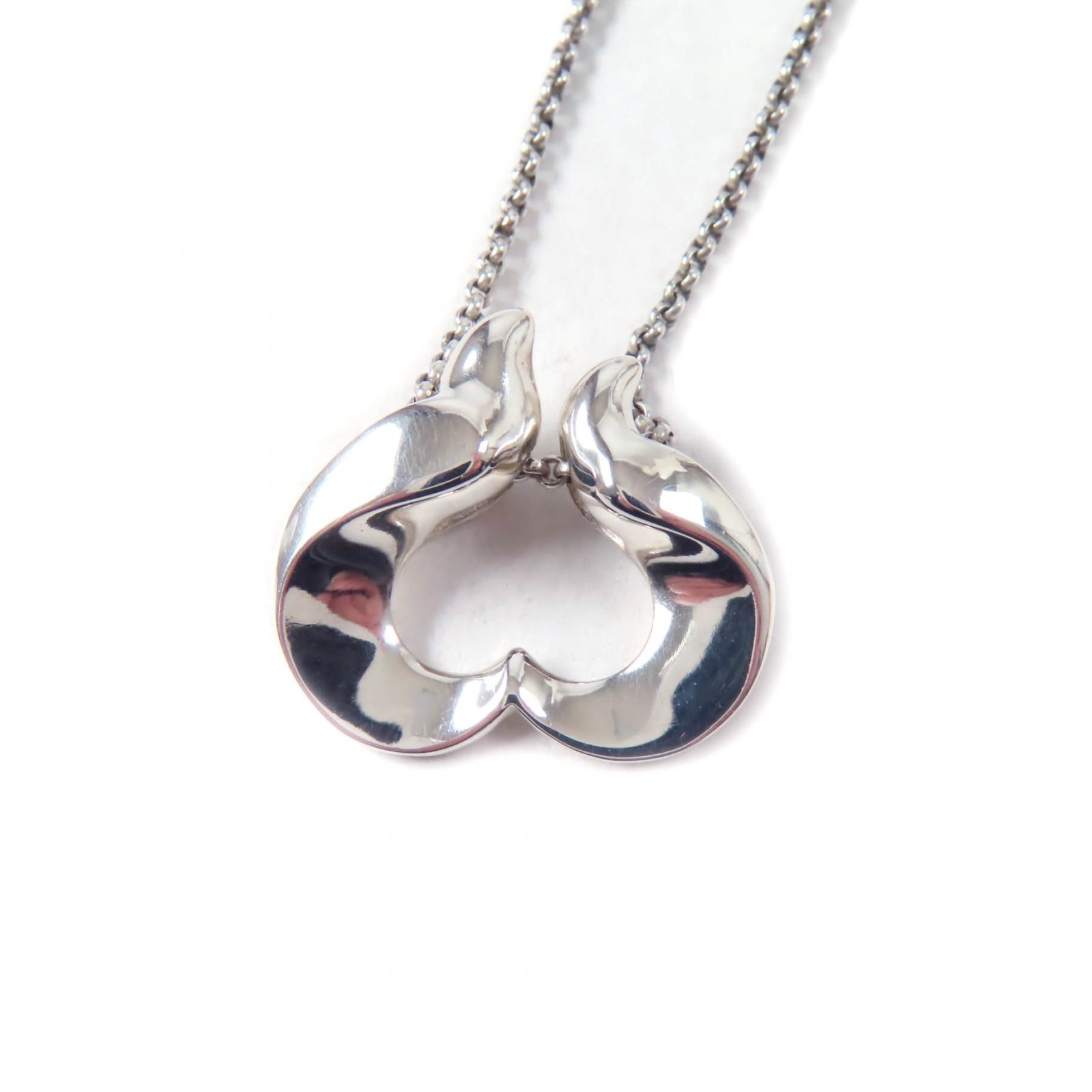 良品★Georg Jensen ジョージジェンセン 1995 ラブハート ネックレス ペンダント アクセサリー SV925 シルバー 重量8.2g レディース【中古】