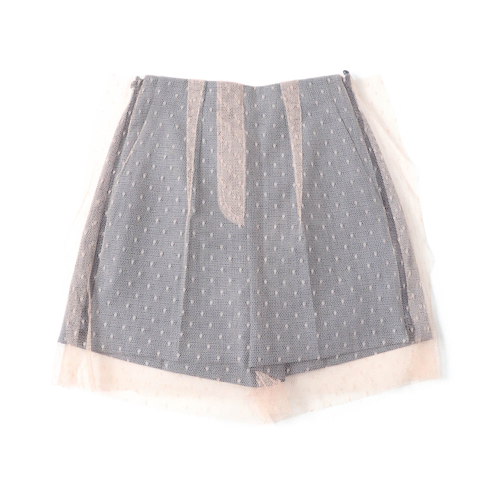 極美品★FENDI フェンディ 22SS FR6413 チュール ドット サイドZIP ショートパンツ ボトムス ピンク 36 イタリア製 正規品 レディース【中古】