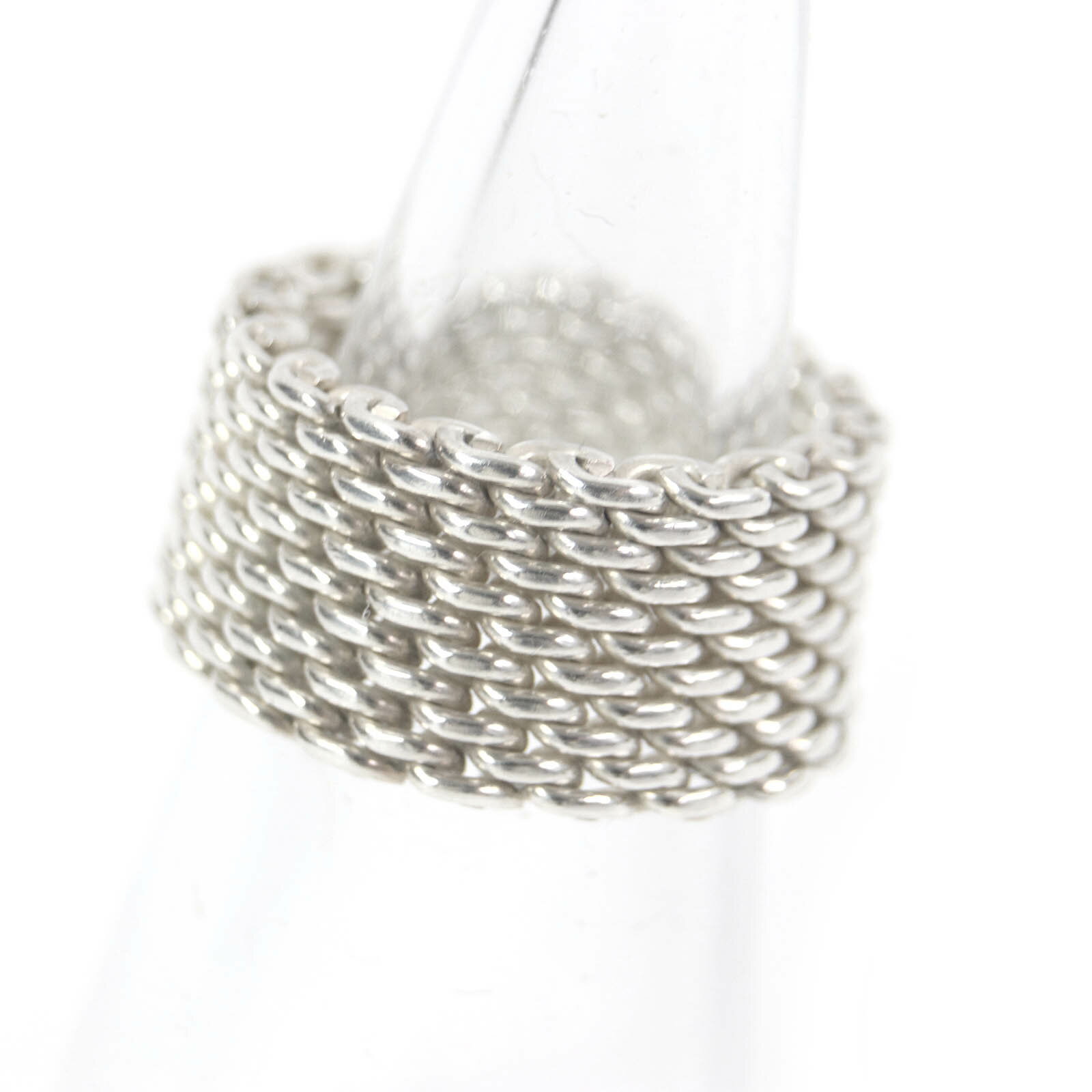 美品□TIFFANY&Co. ティファニー サマセット メッシュリング・指輪 アクセサリー SV925 シルバー 10号相当 日本製 重量7.95g レディース【中古】