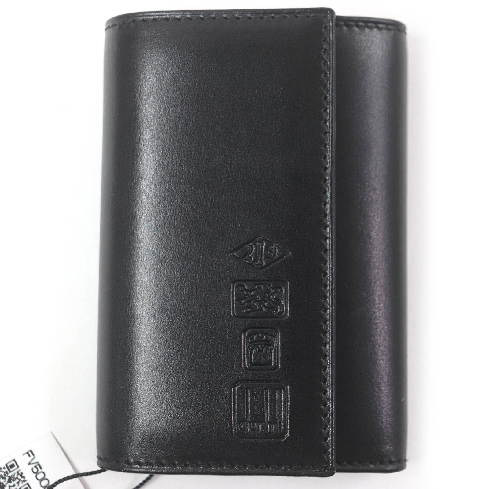 未使用品□Dunhill ダンヒル FV5000A ロゴ型押し シルバー金具 三つ折り 6連 レザー キーケース ブラック 箱付き イタリア製 メンズ【中古】