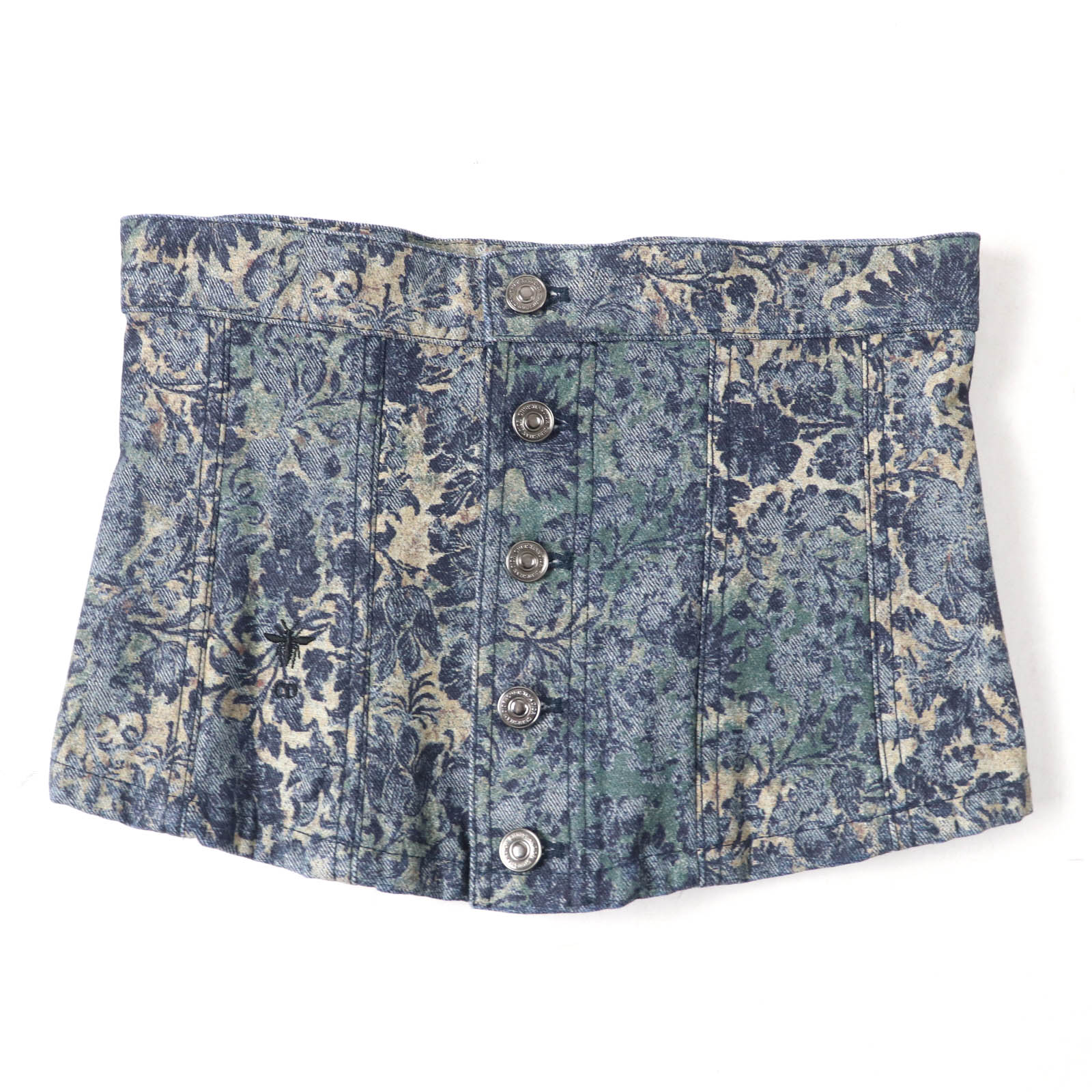極美品☆Christian Dior クリスチャンディオール 252B23A3568 コットン100％ BEE刺繍 デニム ビスチェ トップス インディゴ 38 イタリア製 正規品 レディース【中古】