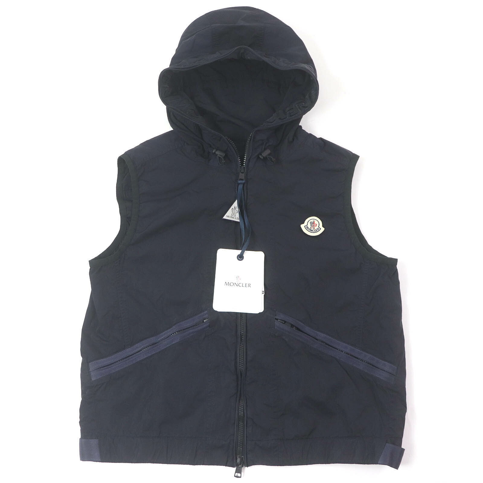 未使用品□MONCLER モンクレール 20SS TOUQUES GIUBBOTTO ロゴエンブロイダリー WZIP フーデッド ナイロンベスト ネイビー 4 正規品 メンズ【中古】