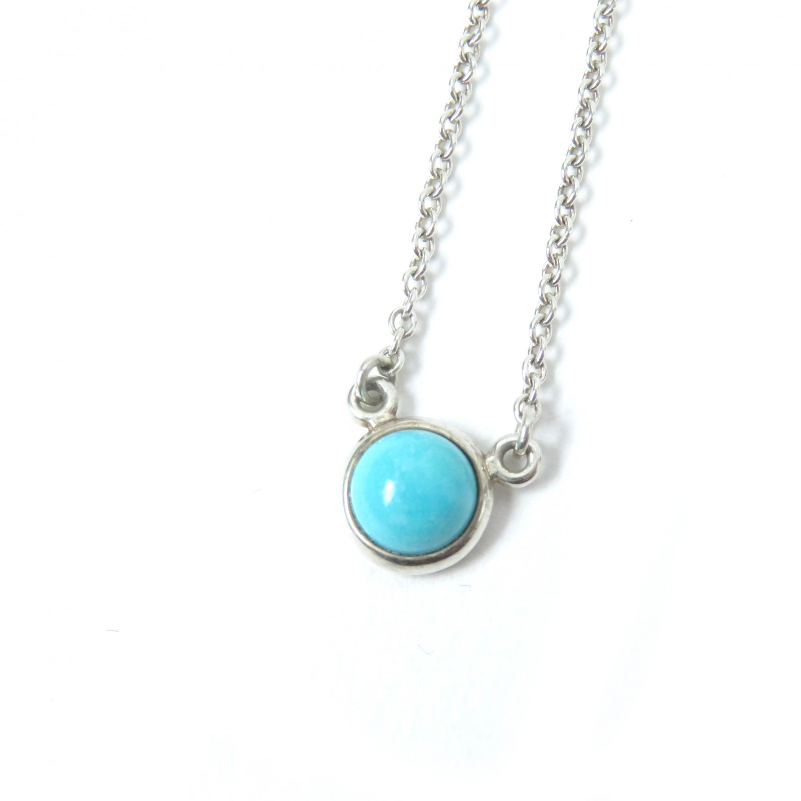 美品☆TIFFANY&Co. ティファニー エルサペレッティ カラーバイザヤード ネックレス AG925 ターコイズ シルバー ライトブルー 箱・保存袋付き 重量1.7g レディース【中古】