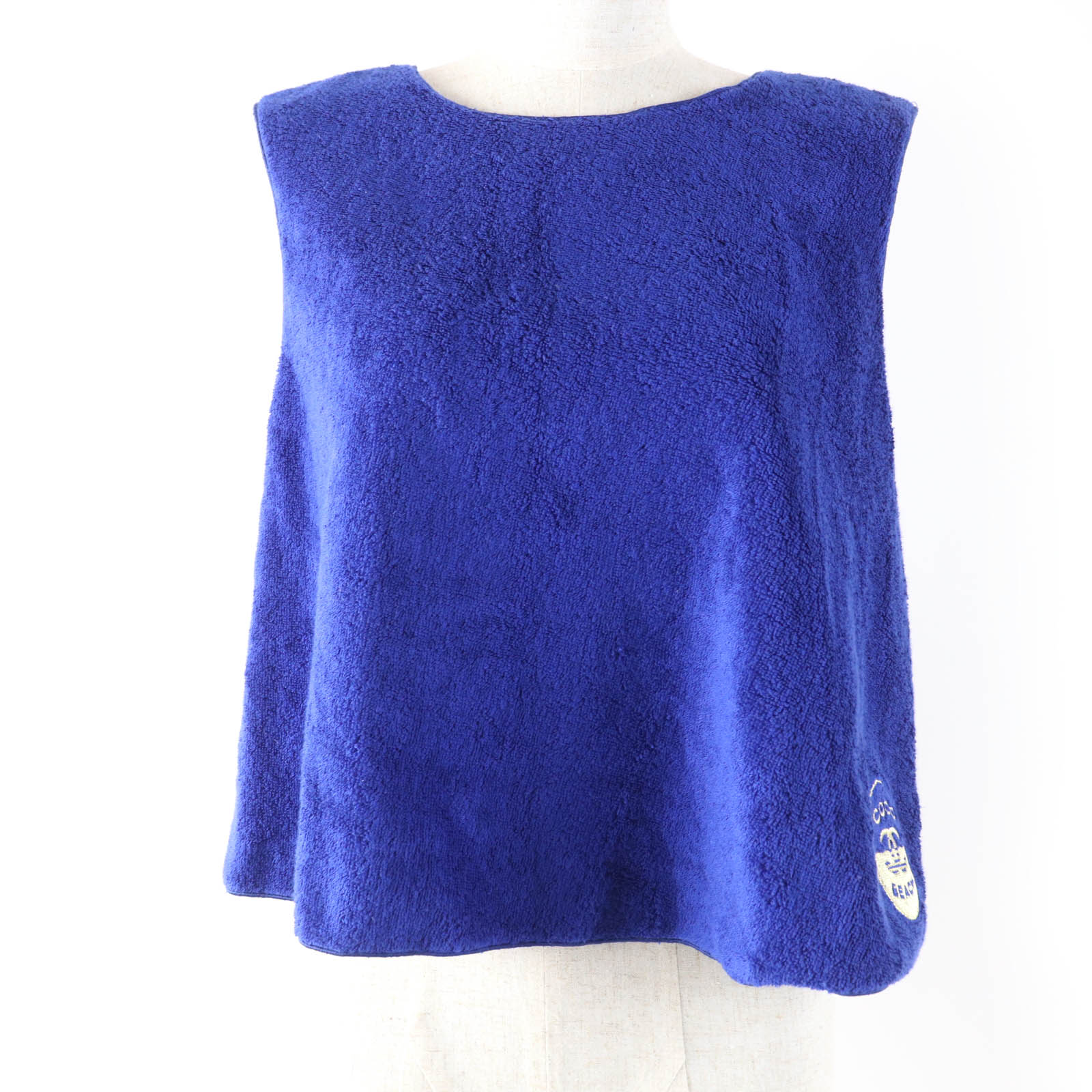 未使用品☆CHANEL シャネル 19M P61782V42943 COCO BEACH コットン100％ パイル地 ノースリーブ トップス ブルー 38 保存袋付き イタリア製 レディース【中古】