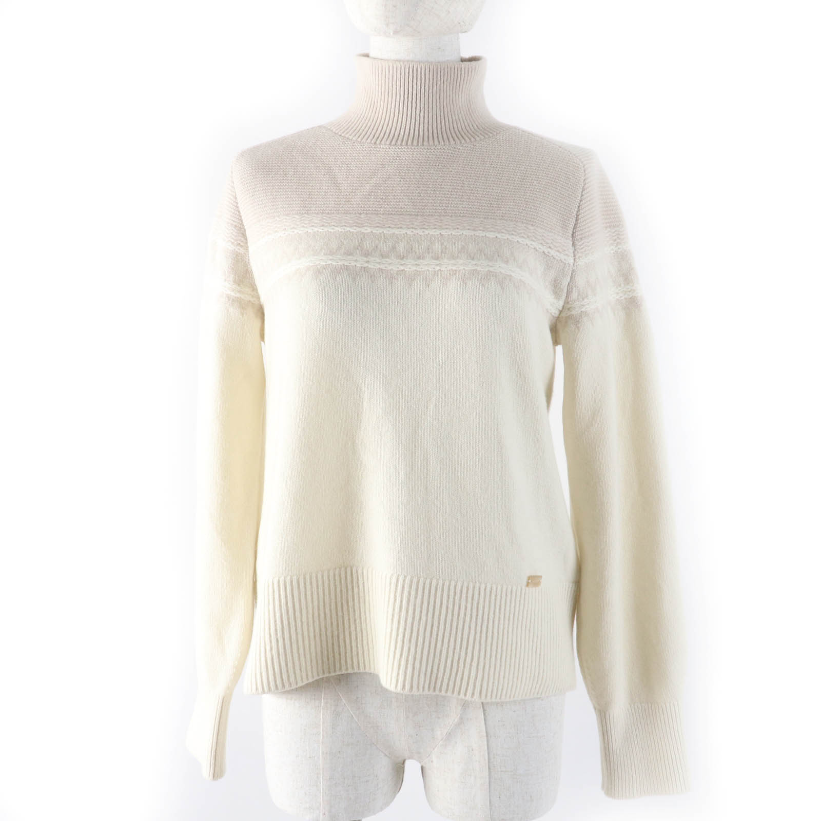 極美品☆FOXEY フォクシー 44125 APRES-SKI カシミヤ100％ タートルネック ニット アイボリー 38 日本製 正規品 レディース【中古】