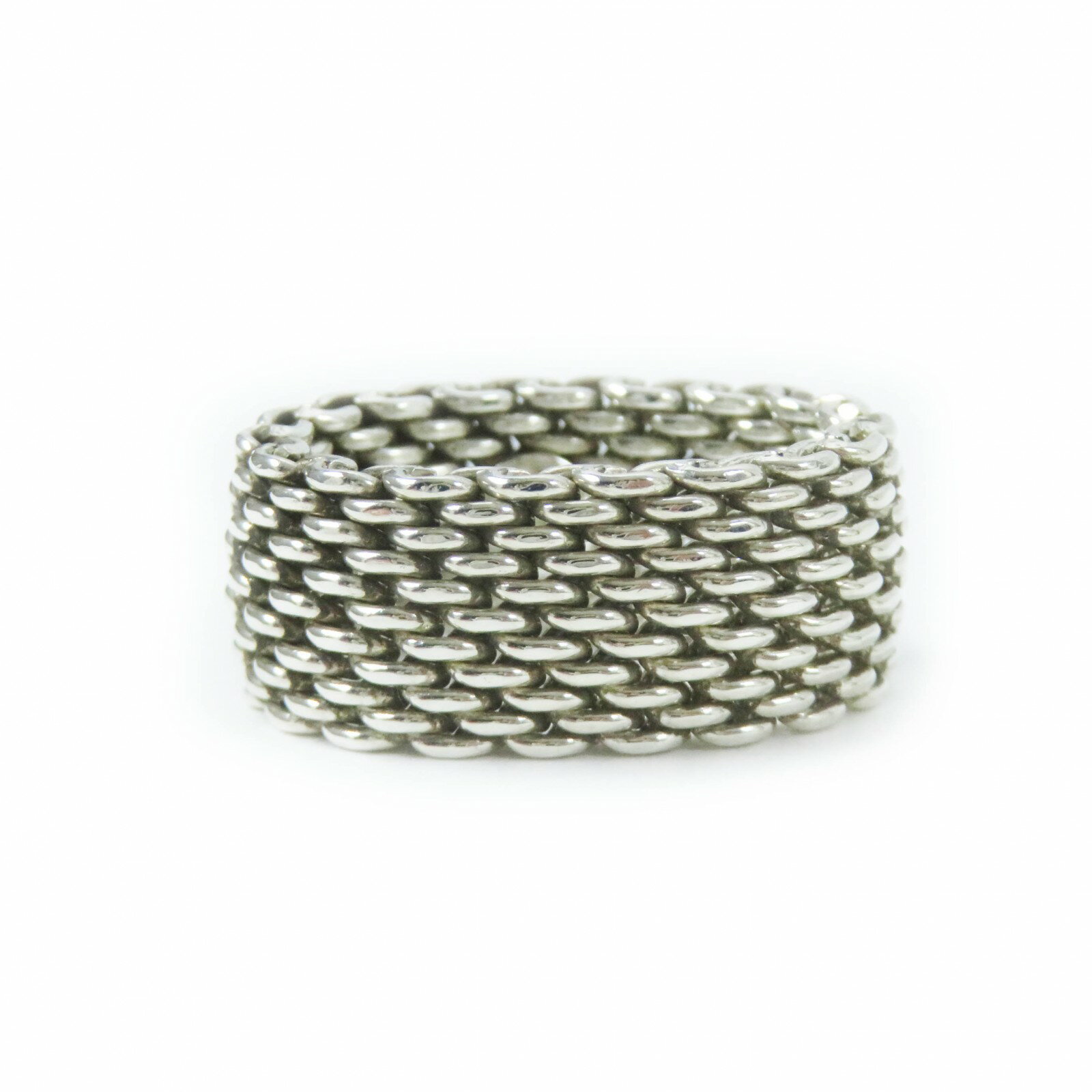 極美品◎TIFFANY&Co. ティファニー サマセット メッシュ リング・指輪 AG925 シルバー 約9号相当 箱・保存袋付き 重量8.03g レディース【中古】