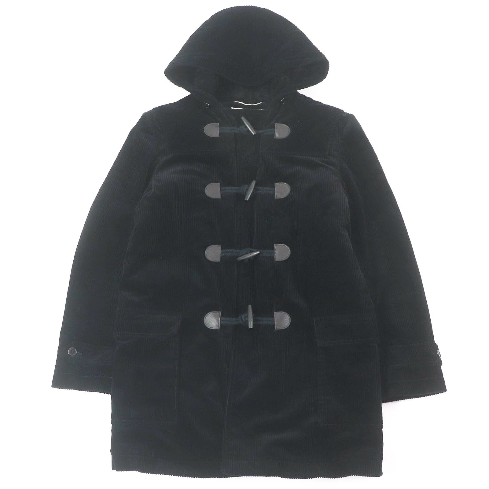 極美品□SAINT LAURENT PARIS サンローランパリ 529578 チンストラップ 裏地ムートン コーデュロイ ダッフルコート ブラック 44 イタリア製 正規品 メンズ【中古】