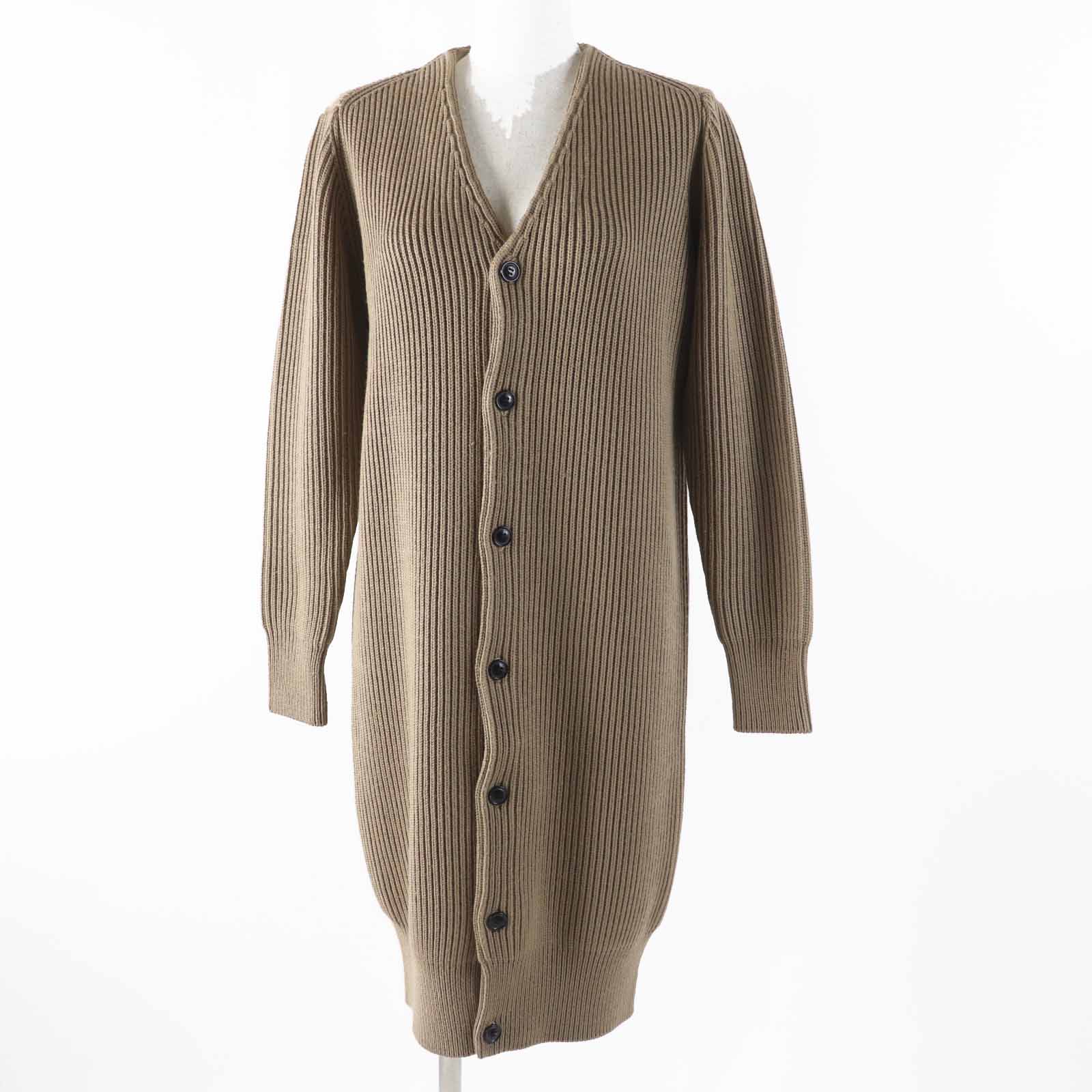 極美品◎HYKE ハイク 152-11053 ウール100％ ロング丈 ニット カーディガン ブラウンベージュ系 1 正規品 レディース【中古】