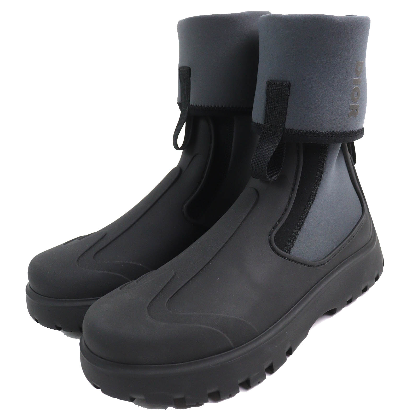 極美品△DIOR ディオール オム 23SS 3B0308ZUR Garden Ankle Boot ガーデン アンクルブーツ ロゴ ショートブーツ ブラック グレー 40 イタリア製 メンズ オススメ◎【中古】