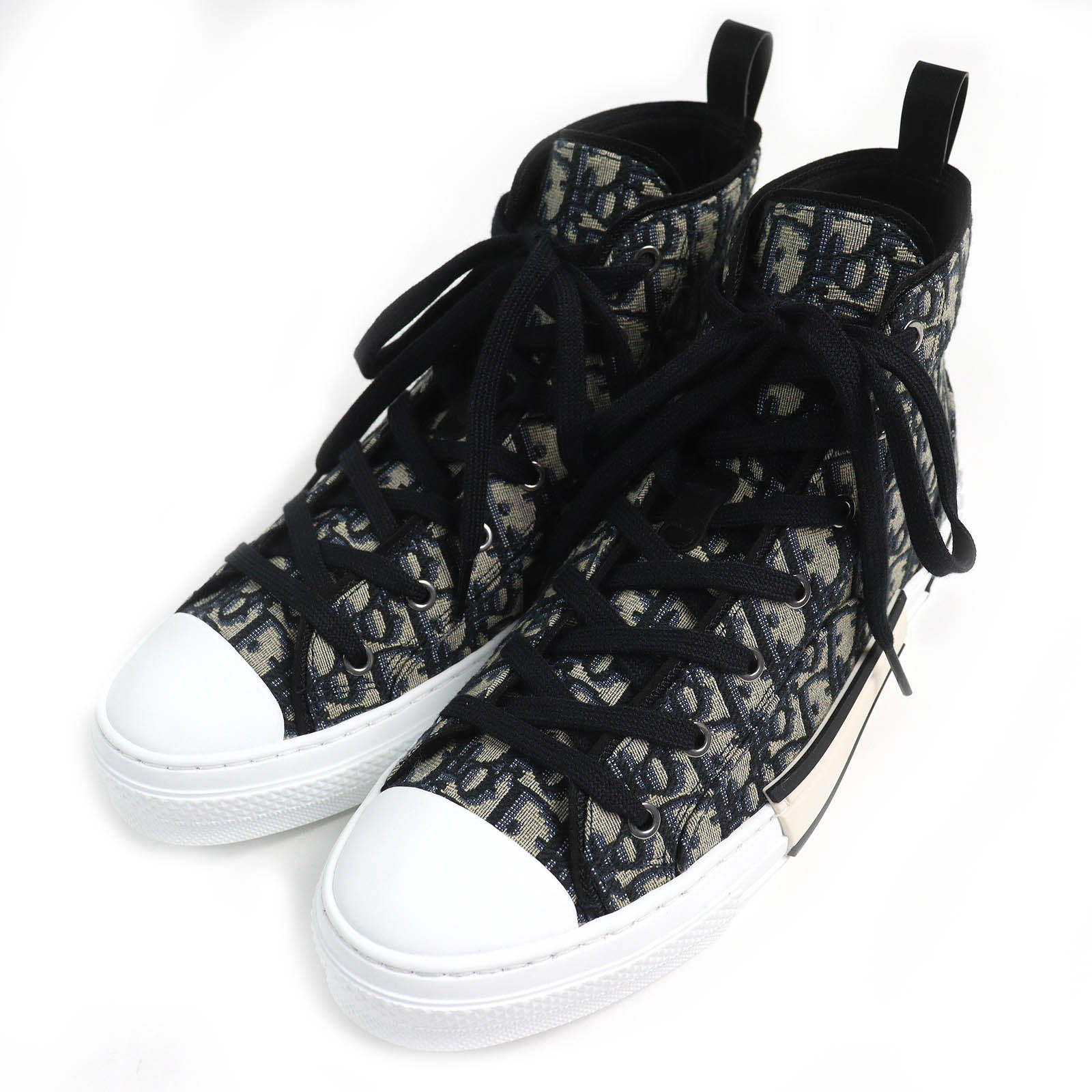 未使用品△DIOR ディオール オム 3SH126ZSA H961 B23 オブリーク ロゴ ハイカットスニーカー ブラック ベージュ 43 保存袋付き イタリア製 メンズ 大人気 オススメ◎【中古】
