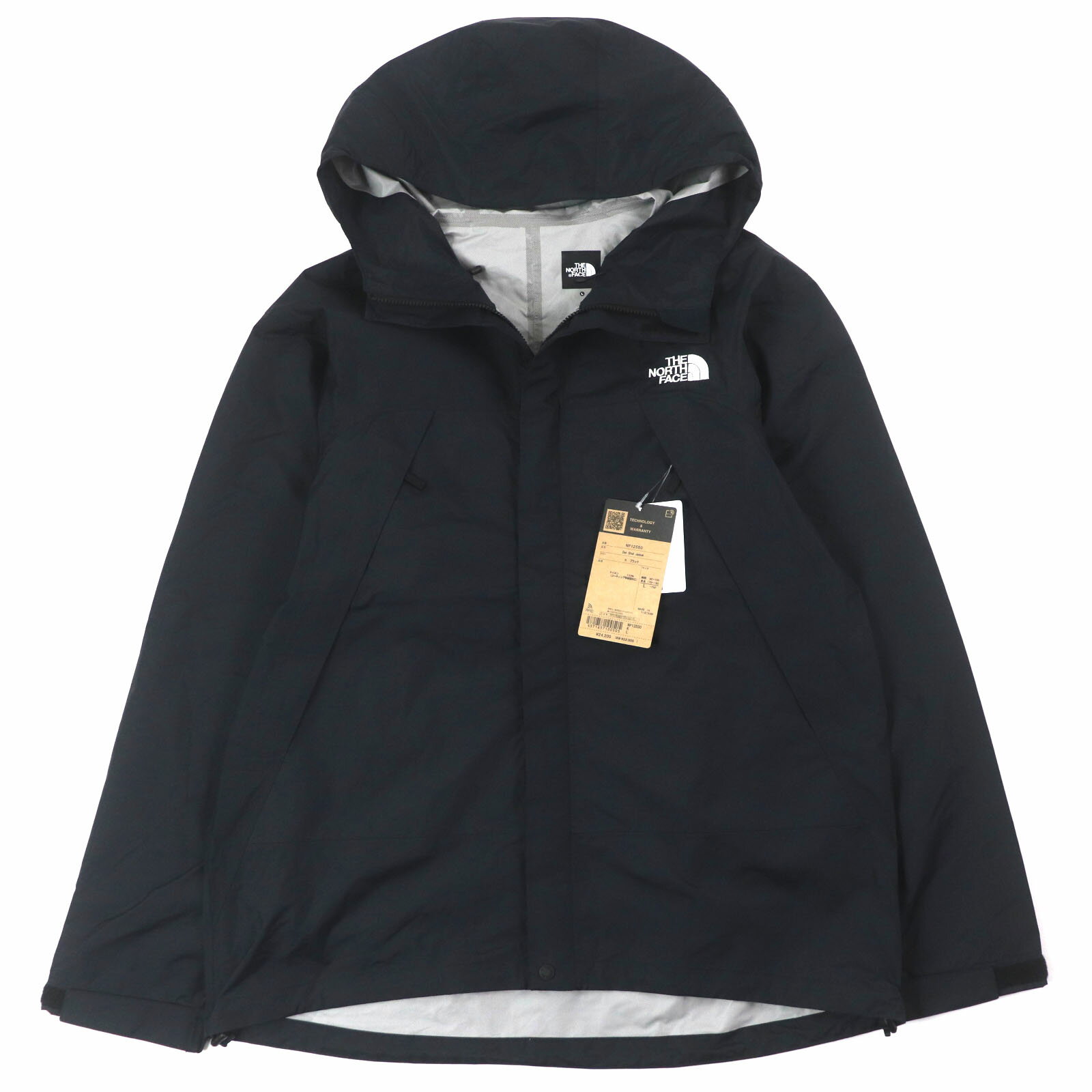 未使用品▼THE NORTH FACE ザ・ノースフェイス NP12550 DOT SHOT JACKET ドットショットジャケット フード付き ロゴ刺繍 ジップアップ マウンテンパーカー ブラック L 正規品 メンズ【中古】