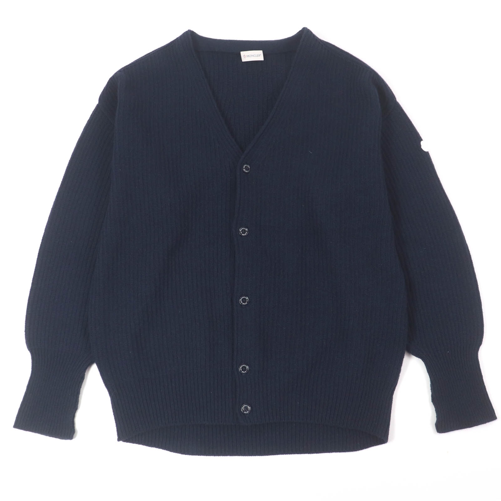 美品□MONCLER GENIUS 4 モンクレール ジーニアス 4 HYKE ハイク 2021年製 CARDIGAN TRICOT カシミヤ ウール サムホール ニット カーディガン ネイビー L イタリア製 正規品 メンズ【中古】