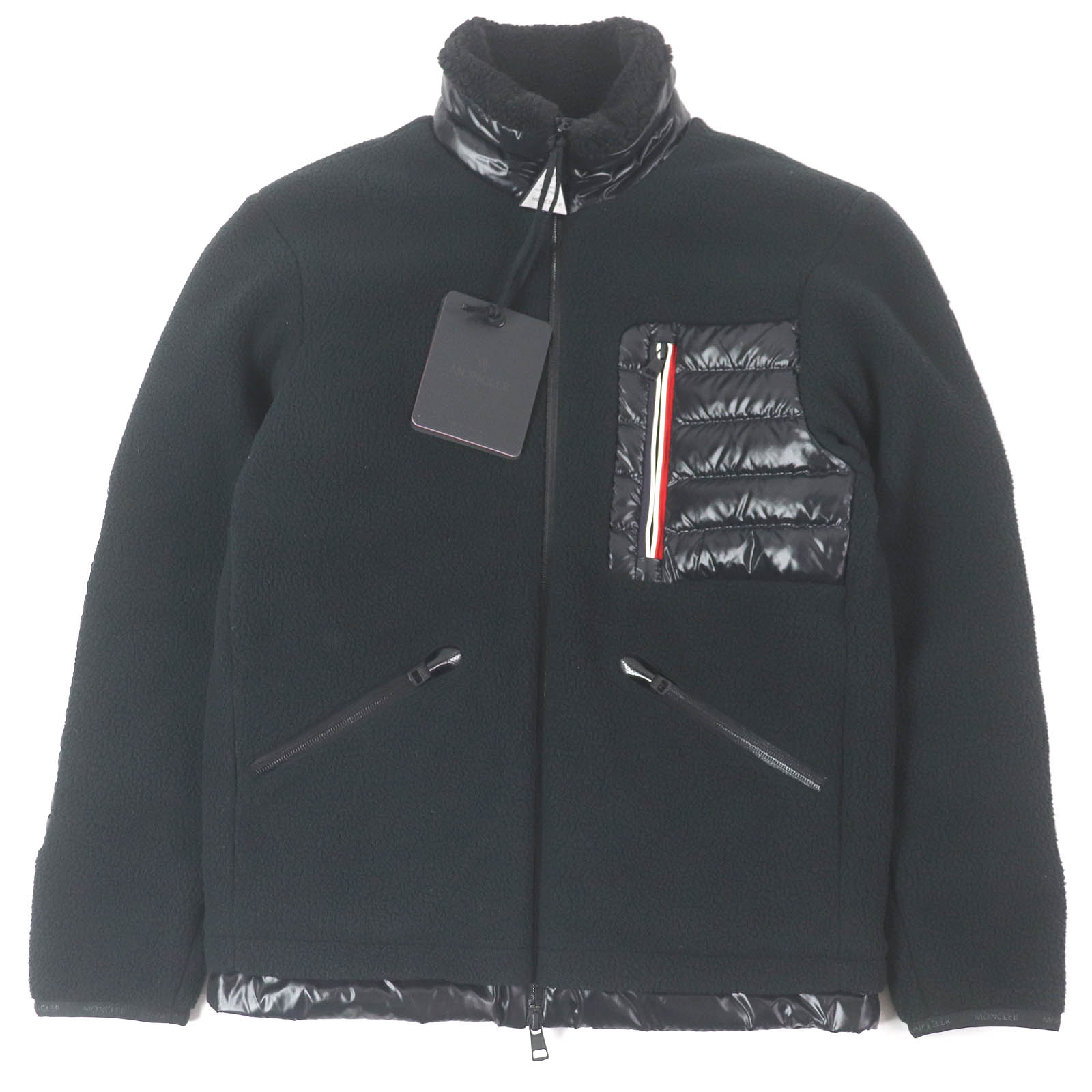 未使用品□MONCLER モンクレール SCIABLESE GIUBBOTTO ナイロン切替 フリースダウンジャケット ブルゾン ブラック 0 正規品 メンズ【中古】