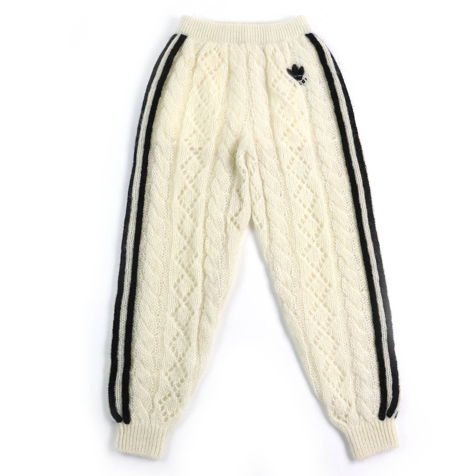 未使用品△GUCCI×adidas グッチ×アディダス 721504 トレフォイル スリーストライプス モヘア ニットパンツ アイボリー ブラック S イタリア製 正規品 レディース オススメ◎【中古】