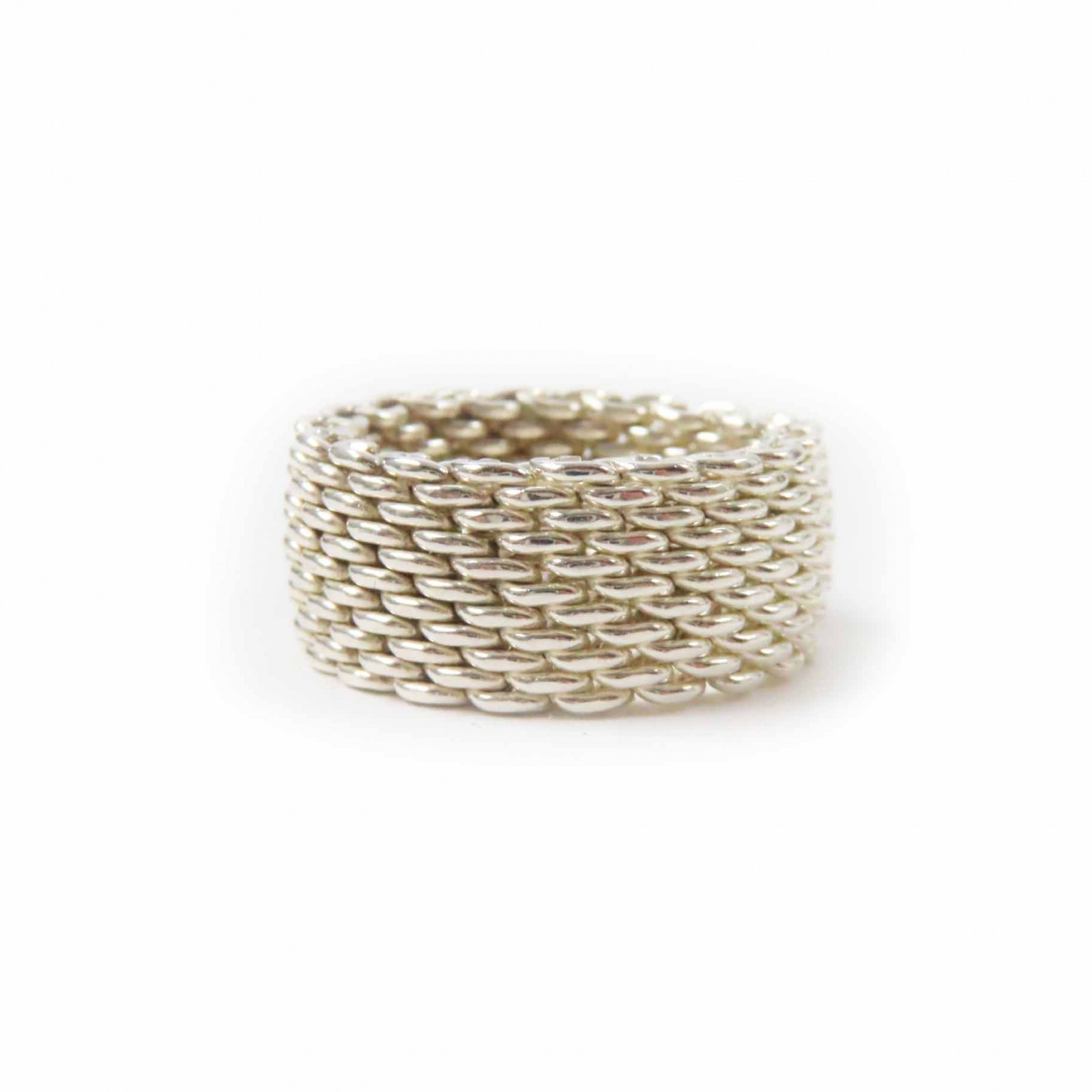極美品◎TIFFANY&Co. ティファニー サマセット メッシュ リング・指輪 SV925 シルバー 約9号 重量8.34g レディース【中古】
