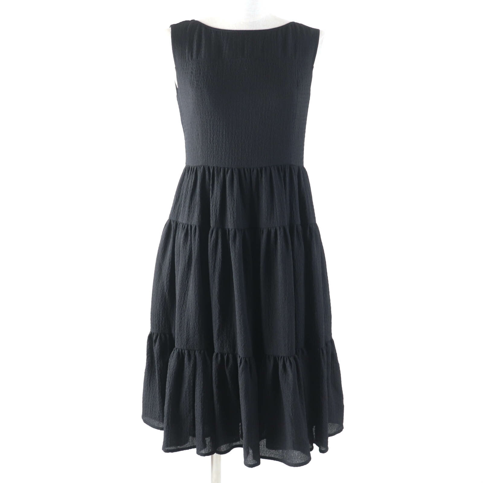 未使用品★FOXEY NEW YORK フォクシー ニューヨーク 42997 Diane Dress ノースリーブ フレアワンピース ブラック 38 日本製 正規品 レディース【中古】