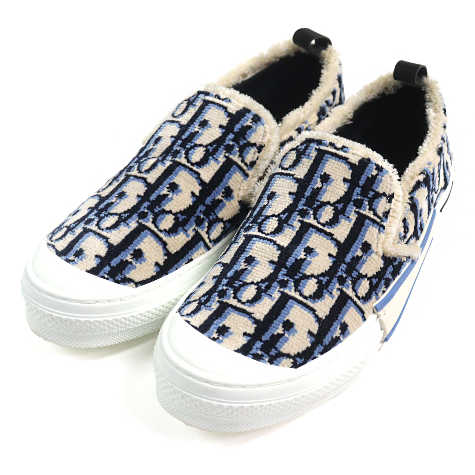 【ドンドン見直し】美品○DIOR ディオール オム 22AW B23 オブリーク ブルータペストリー ロゴ総柄 スニーカー スリッポン ベージュ系 43 箱・保存袋付き イタリア製 メンズ【中古】