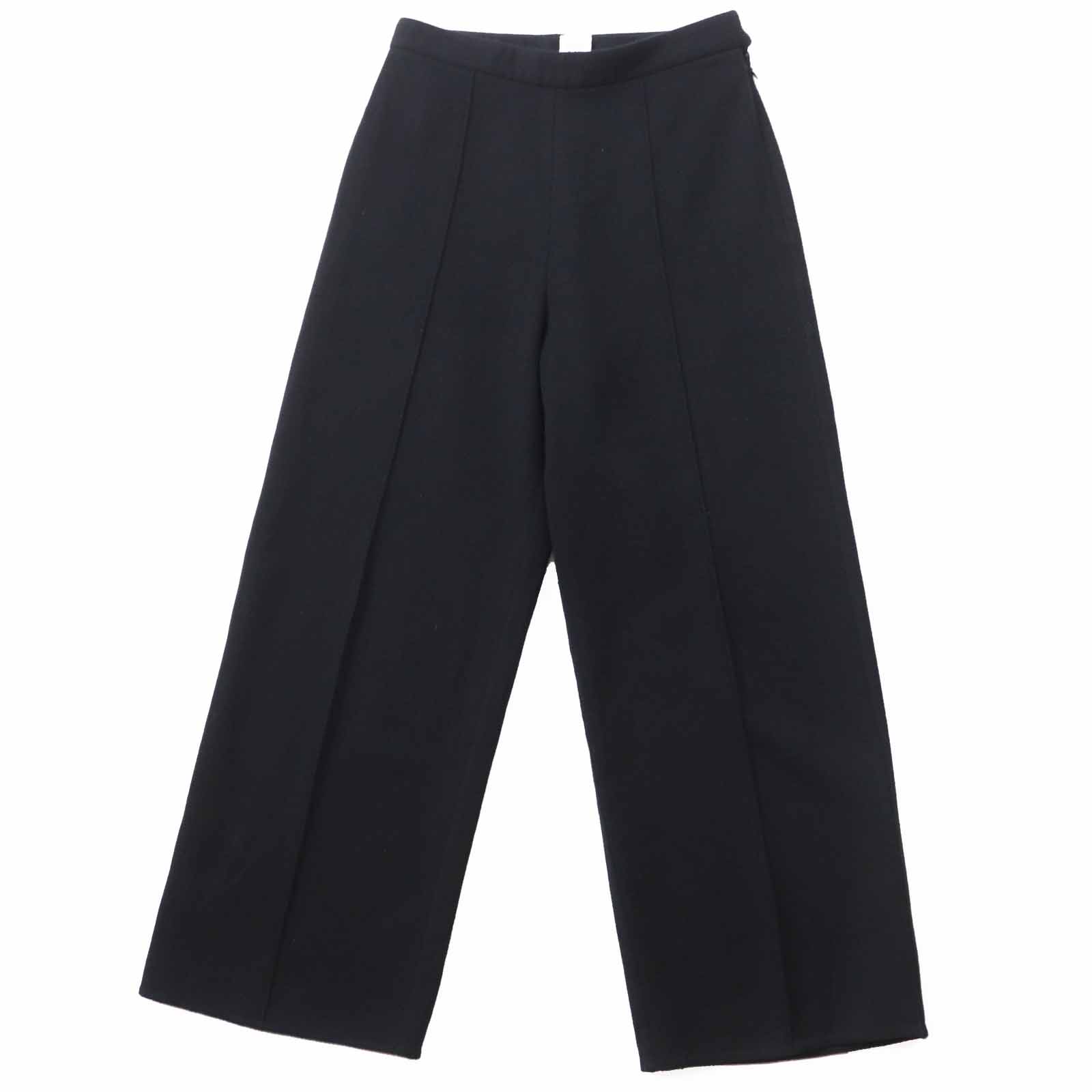 美品◎HERMES エルメス 20AW セリエボタン付き センターライン ロング丈 ニットパンツ ブラック 36 イタリア製 正規品 レディース【中古】