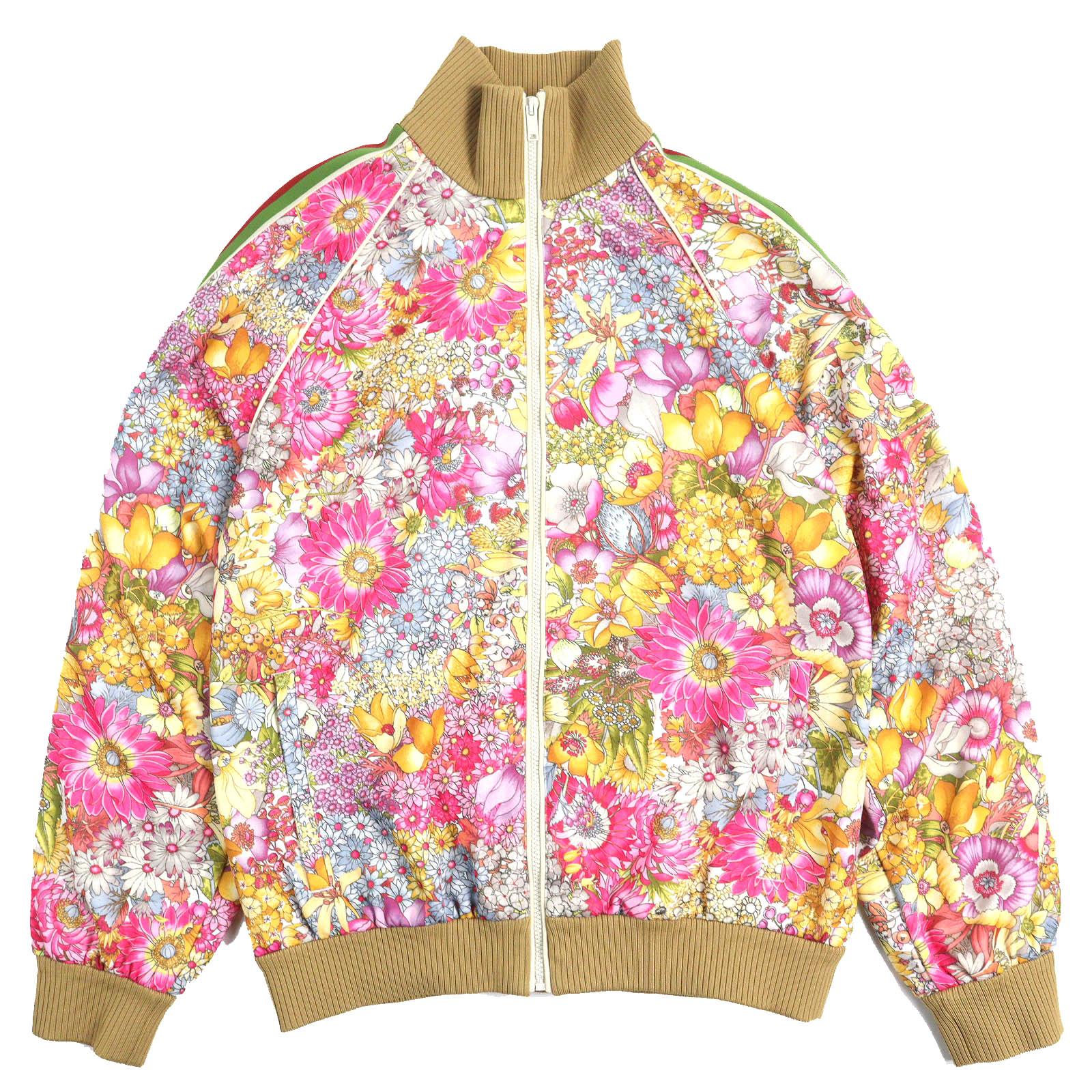 極美品△GUCCI×THE NORTH FACE グッチ×ザ・ノースフェイス 651323 フローラルプリント ウェブライン トラックジャケット マルチカラー S イタリア製 正規品 メンズ オススメ◎【中古】