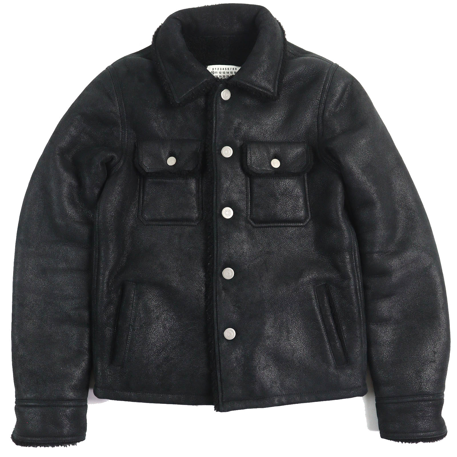 美品△Maison Margiela 10 メゾンマルジェラ10 19AW S30AM0466 ラムスキン ムートンジャケット ブラック 44 イタリア製 正規品 メンズ【中古】