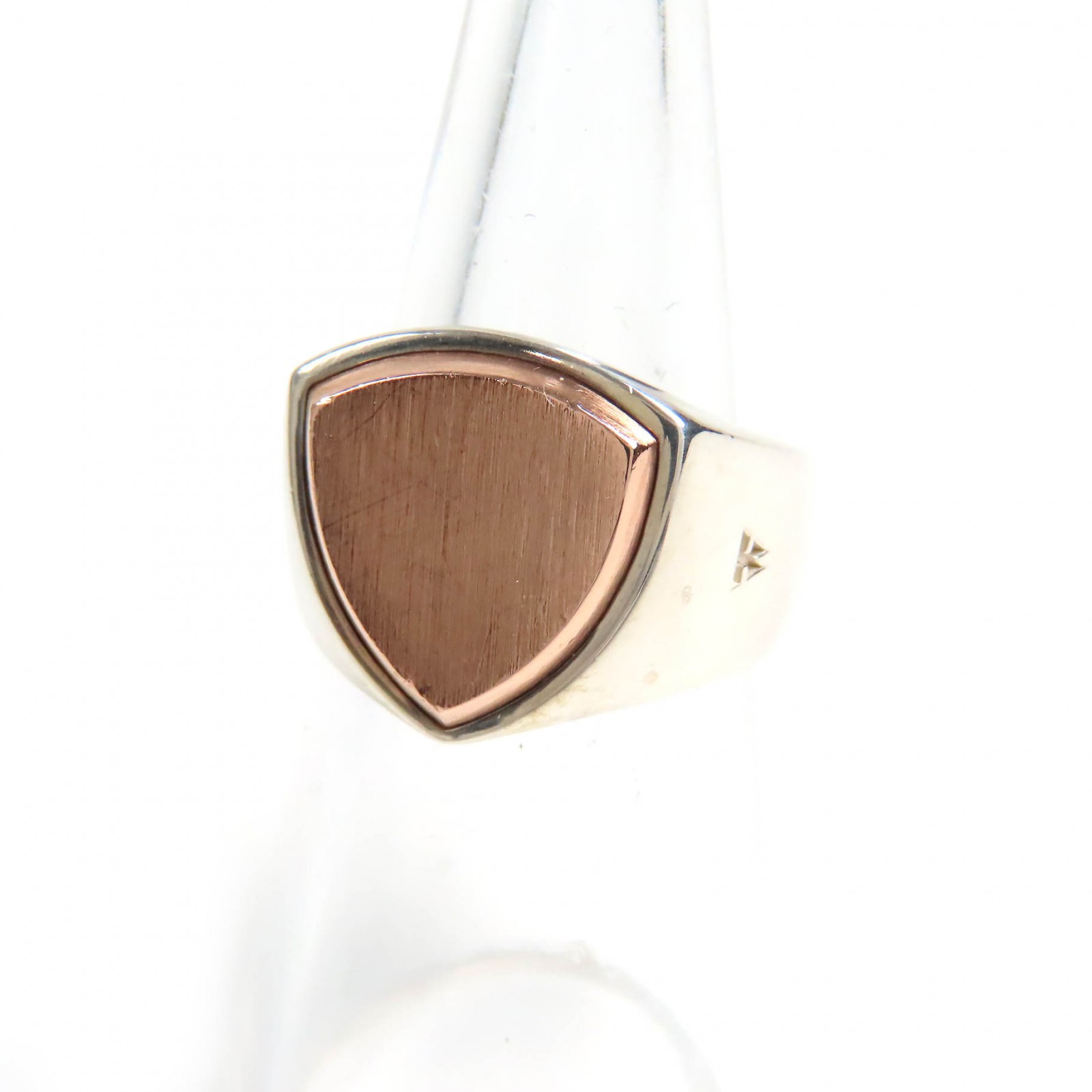 美品△TOM WOOD トムウッド シールドゴールドトップリング 指輪 SV925 9K シルバー ゴールド 9号相当 重量11g レディース オススメ◎【中古】
