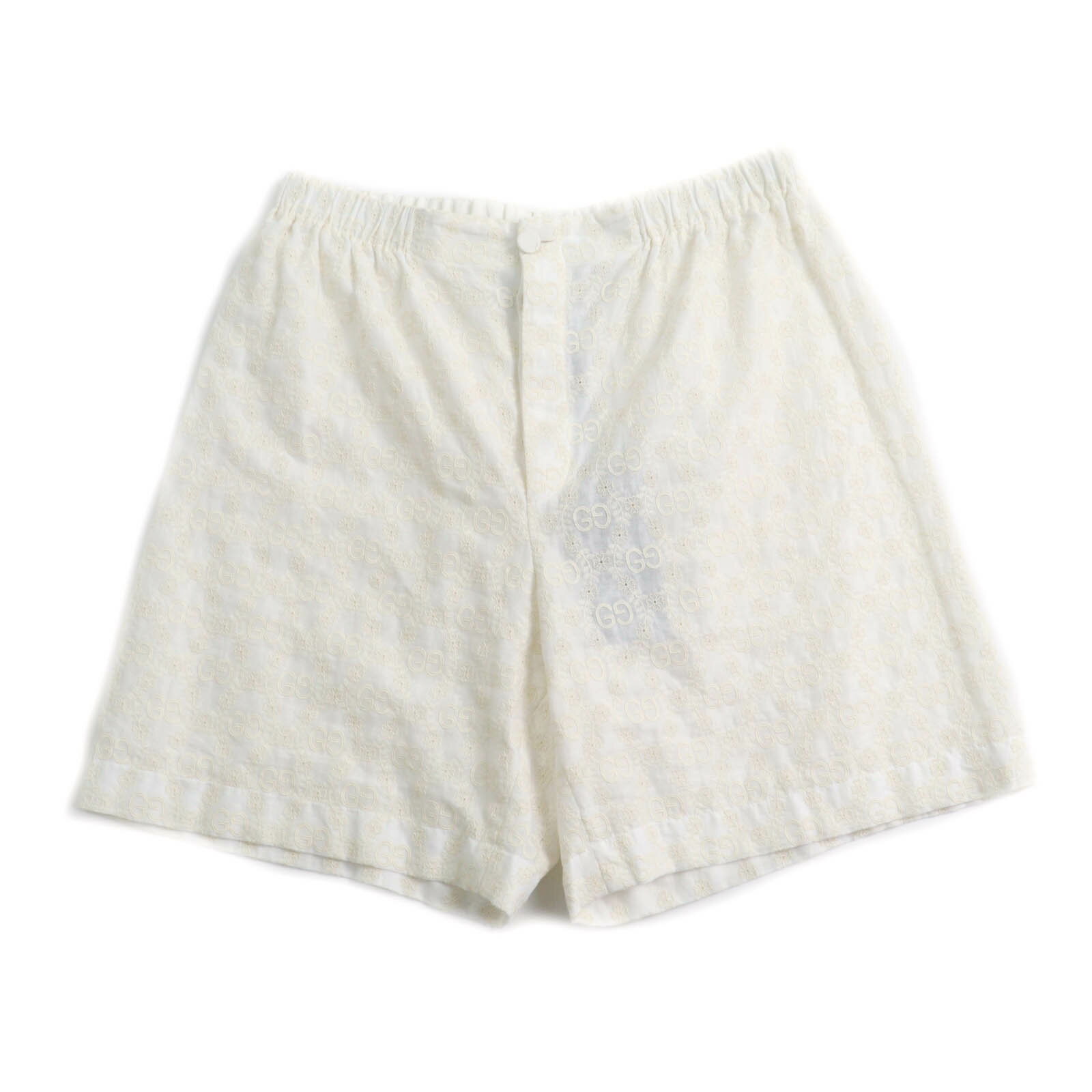 未使用品★GUCCI グッチ 619507 コットン100％ GG柄 レース ショートパンツ ボトムス アイボリー 42 イタリア製 正規品 レディース【中古】