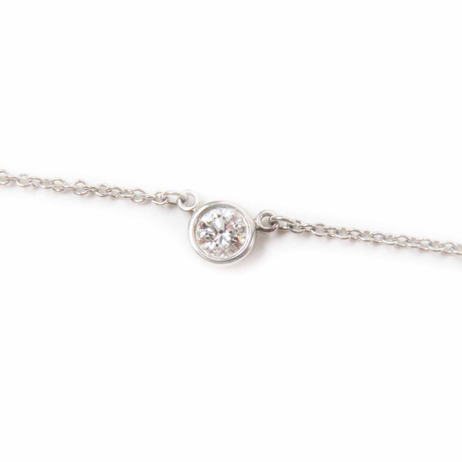 極美品◎TIFFANY&Co. ティファニー バイザヤード ペンダント／ネックレス PT950 ダイヤモンド シルバー 箱・ケース付き 重量2.3g レディース【中古】
