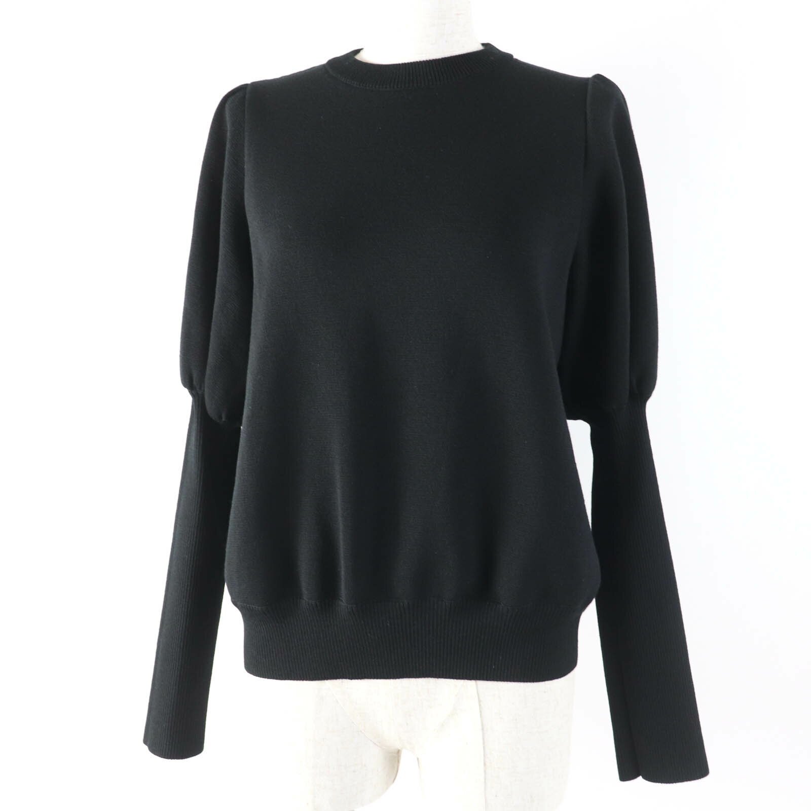極美品☆yori ヨリ YR2235-136AW ウール パフスリーブ 長袖 ニット トップス ブラック 38 日本製 正規品 レディース【中古】