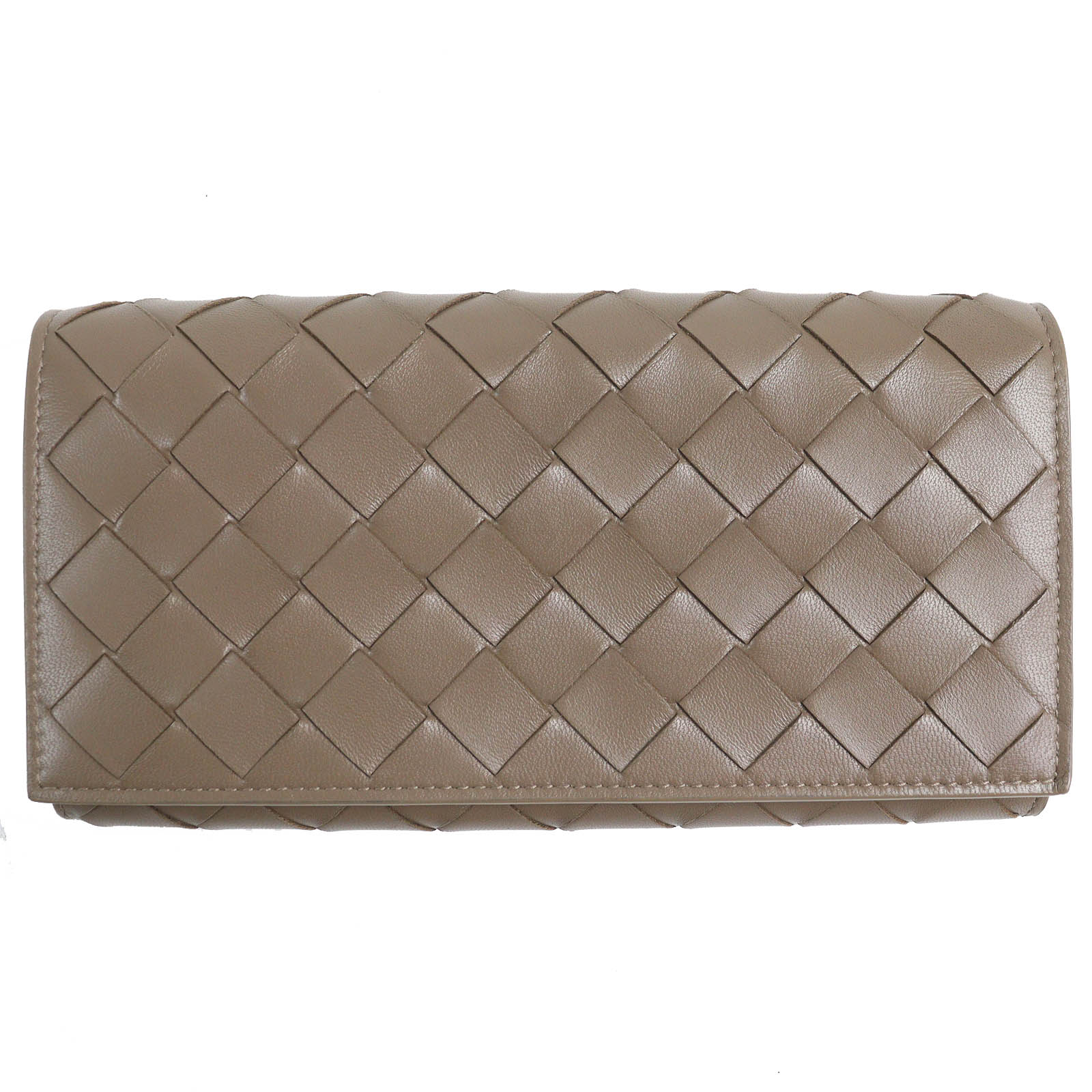 極美品△BOTTEGAVENETA ボッテガヴェネタ イントレチャート フラップ ウォレット 二つ折り レザー 長財布 ブラウン 保存袋付き イタリア製 メンズ【中古】