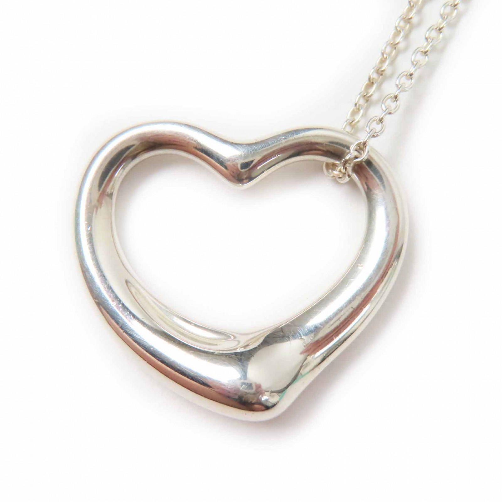 美品◎TIFFANY&Co. ティファニー オープンハート ミディアム ネックレス／ペンダント SV925 シルバー 箱・保存袋付き 重量10.2g レディース【中古】