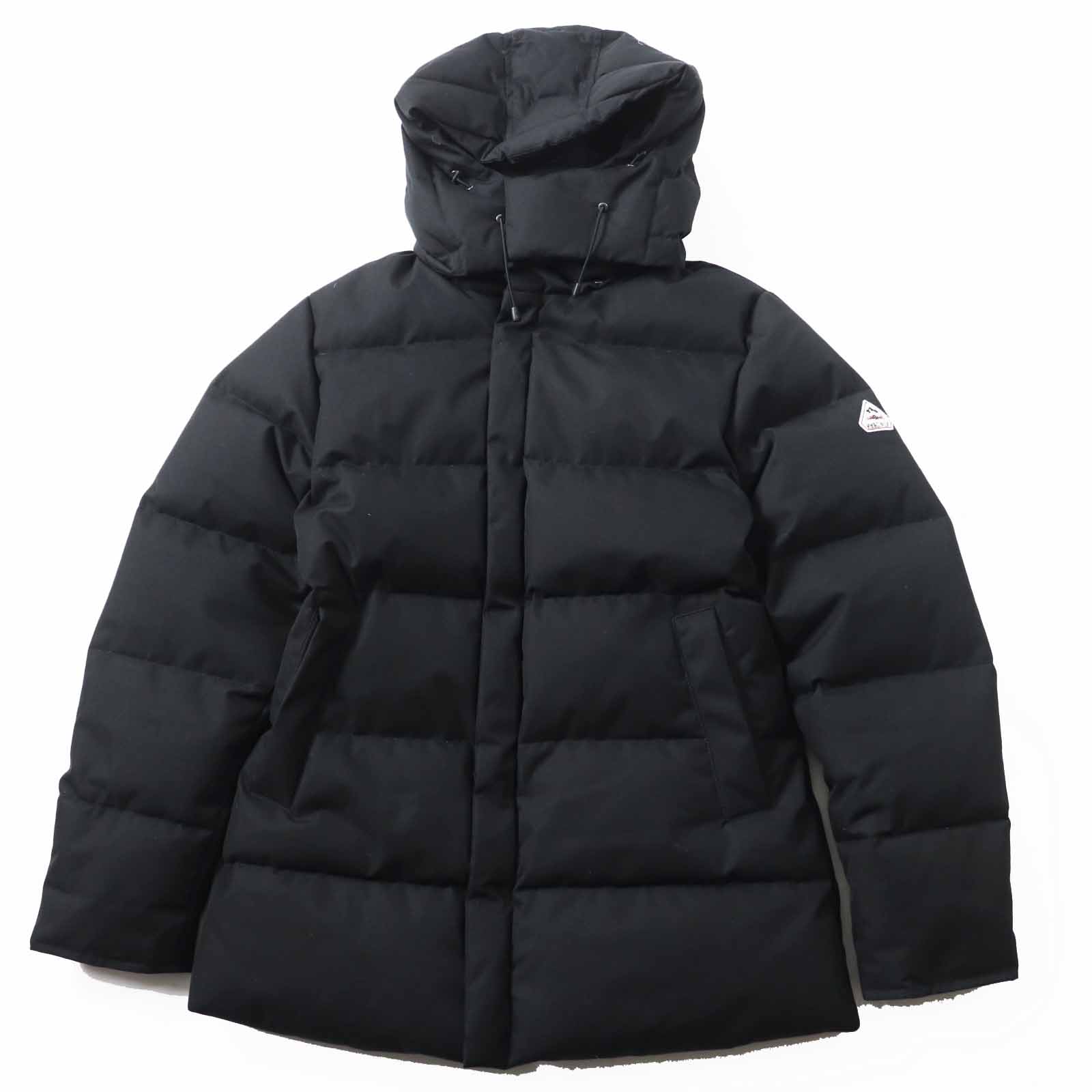 美品◎Pyrenex ピレネックス BELFORT ベルフォール ワッペン・フード付き ダウンコート ブラック L ブルガリア製 正規品 メンズ【中古】