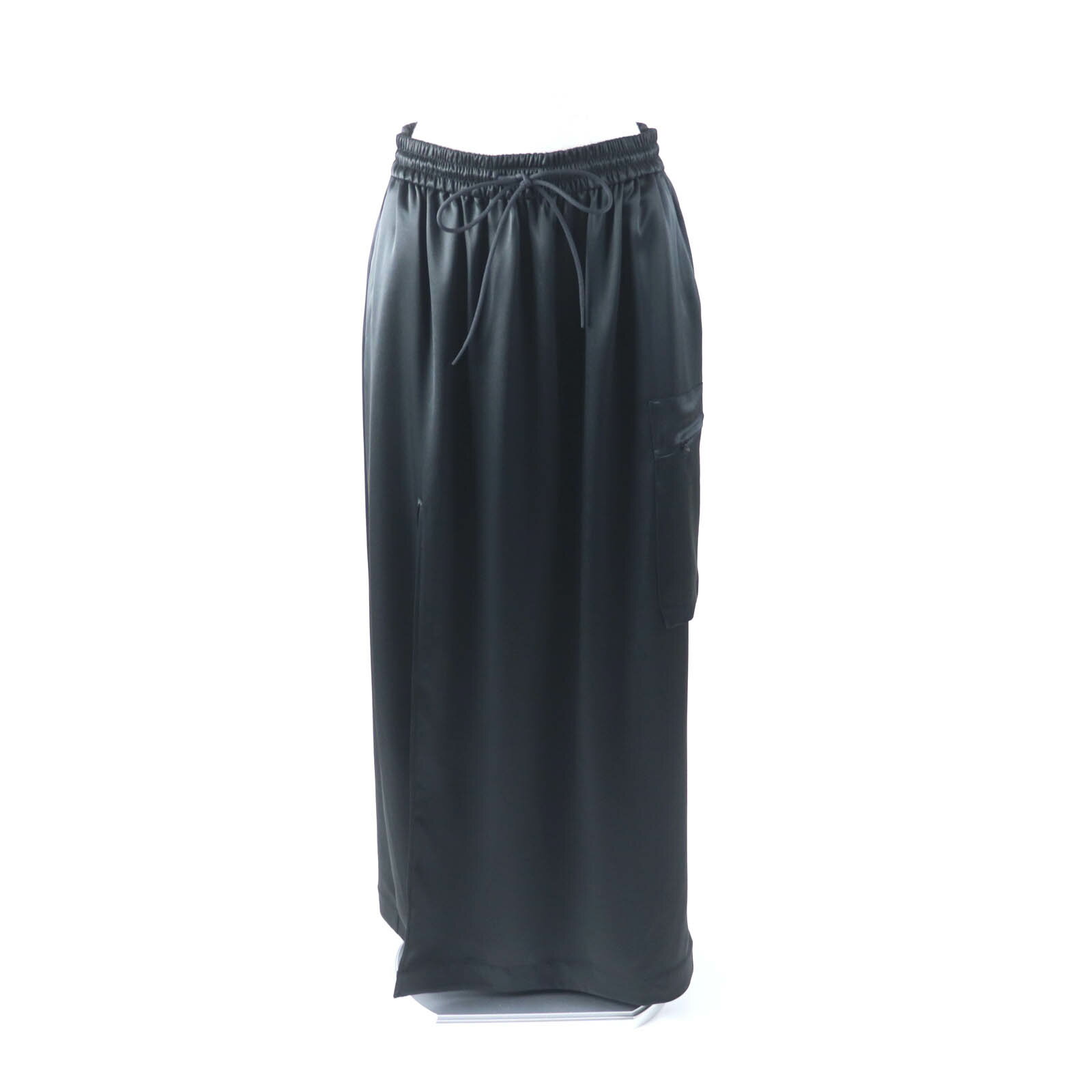 極美品★Y-3 ワイスリー 2023年製 IP8779 TECH SILK SKIRT スリット入り ロングスカート ボトムス ブラック M レディース【中古】