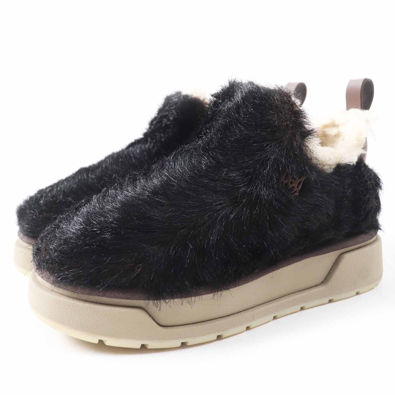 美品◎AMIRI アミリ 2023年製 MALIBU BOOT ロゴ付き Fファー 内側ボア ローカットブーツ ブラウン 24 箱・保存袋付き 正規品 レディース【中古】