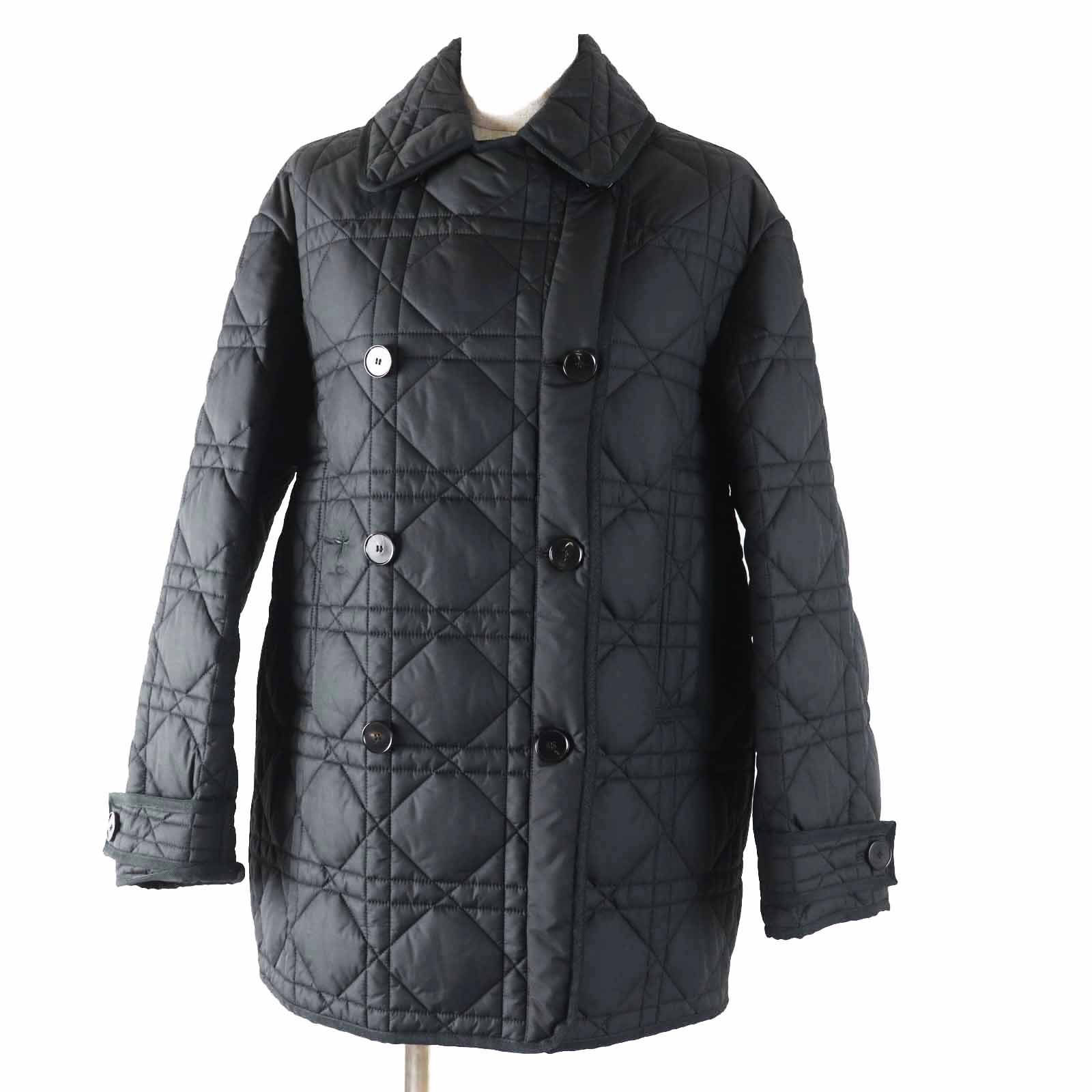 極美品◎Christian Dior クリスチャンディオール 157C24A2827 マイクロカナージュ テクニカルタフタ BEE刺繍 キルティング ジャケット ブラック 36 イタリア製 正規品 レディース【中古】