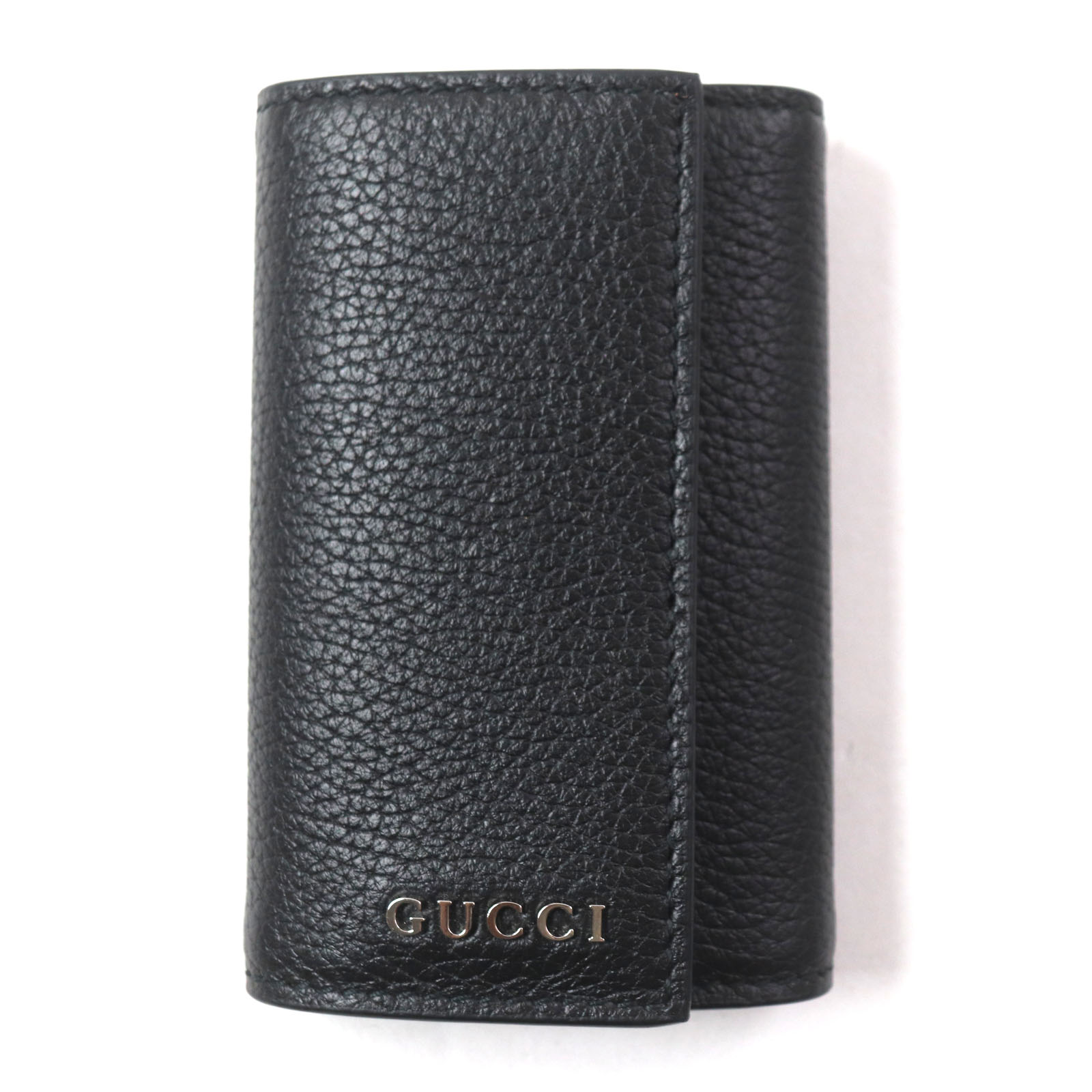 極美品▼GUCCI グッチ 771156 ロゴ金具 6連 レザー キーホルダー キーケース ブラック シルバー金具 箱・保存袋付き イタリア製 メンズ【中古】