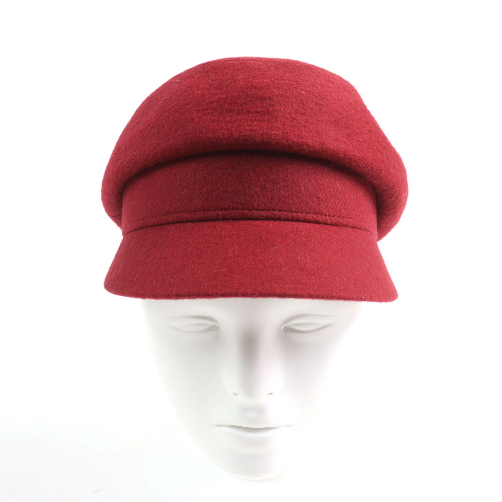 極美品★HERMES エルメス カシミヤ100％ 無地 キャスケット 帽子 レッド 56 フランス製 正規品 レディース【中古】