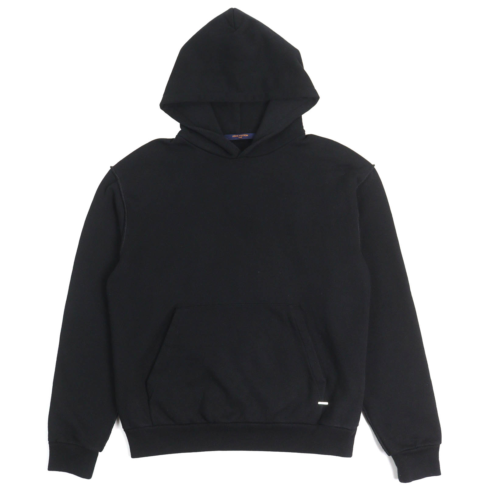美品△LOUIS VUITTON ルイヴィトン 21SS ステープルズエディション コットン100％ ロゴ金具 プルオーバー フーディ パーカー ブラック S イタリア製 正規品 メンズ【中古】
