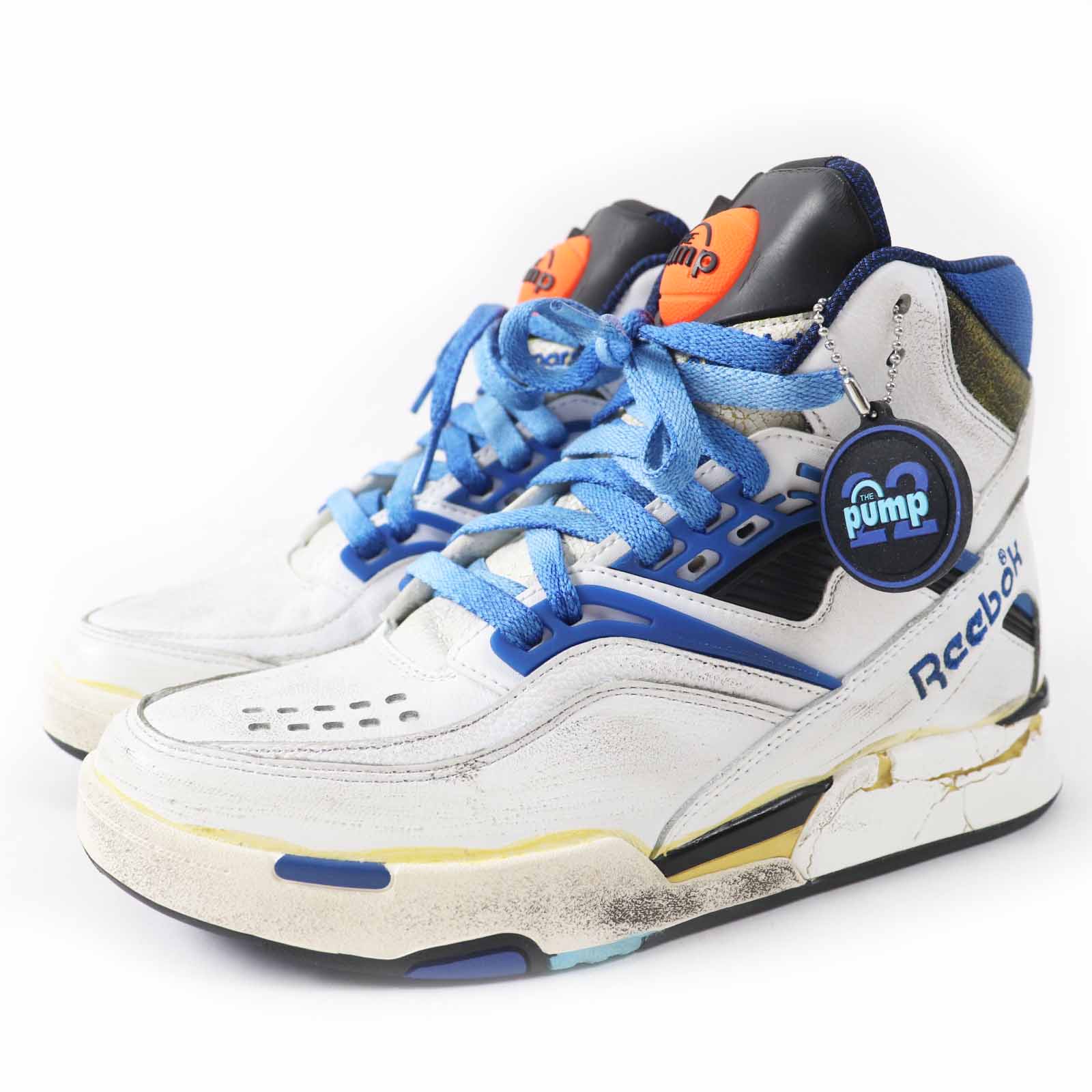 未使用品◎Maison Margiela 22×Reebok メゾンマルジェラ22×リーボック S37WS0589 TZ ポンプ デッドストック エイジング加工 FZ5735 ハイカットスニーカー ブルー系 24cm 箱・保存袋付き レディース【中古】