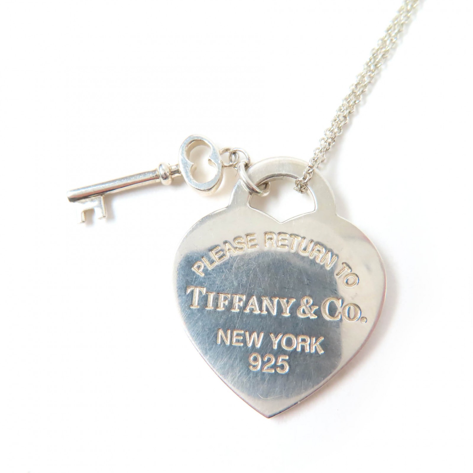 美品☆TIFFANY&Co. ティファニー リターントゥティファニー ハートタグ&キー ミディアム ペンダント ネックレス SV925 シルバー 箱・保存袋付き 重量7.34g レディース【中古】