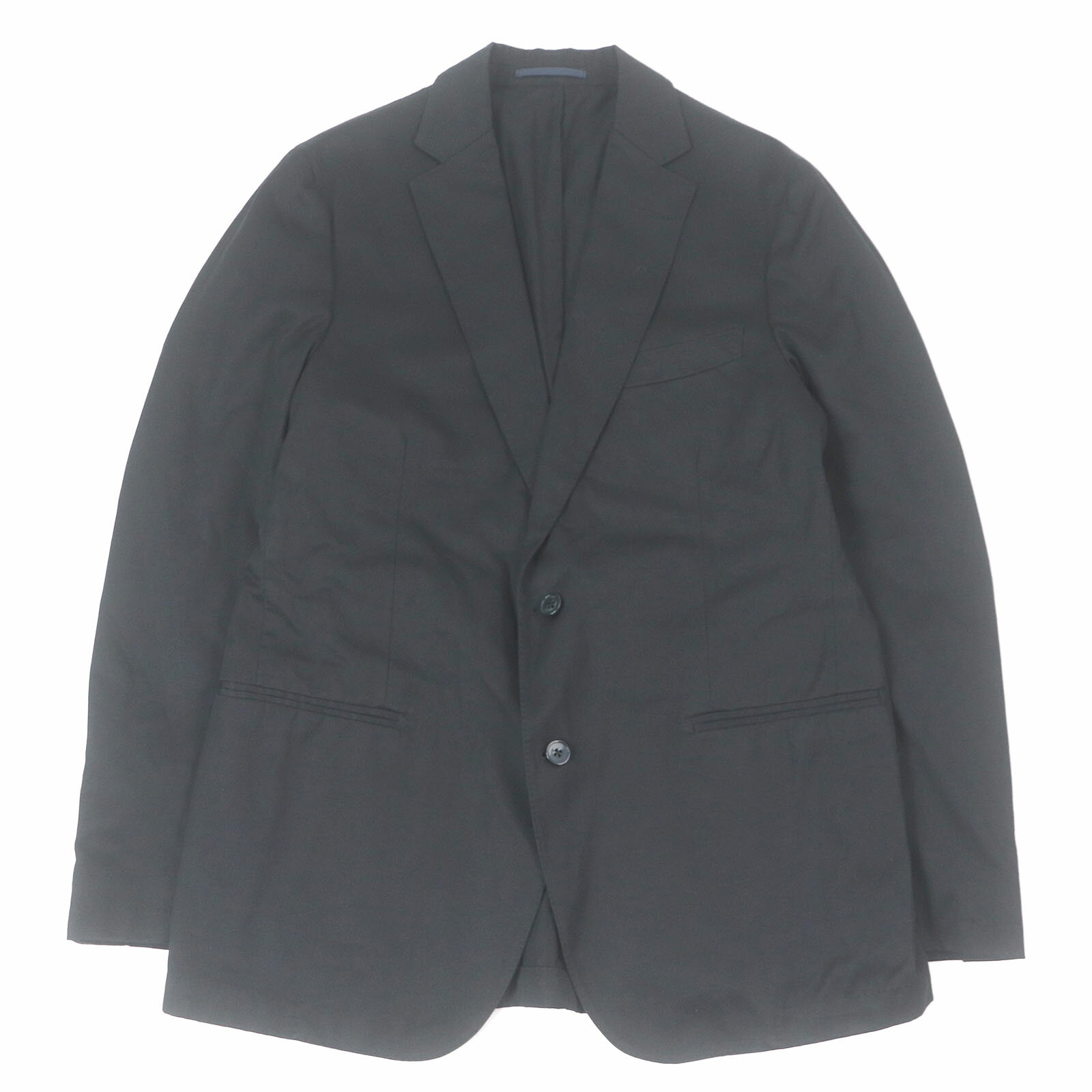 美品□LARDINI ラルディーニ コットン100％ シングル ブレザー テーラードジャケット アンコンジャケット ブラック 52 メンズオススメ【中古】