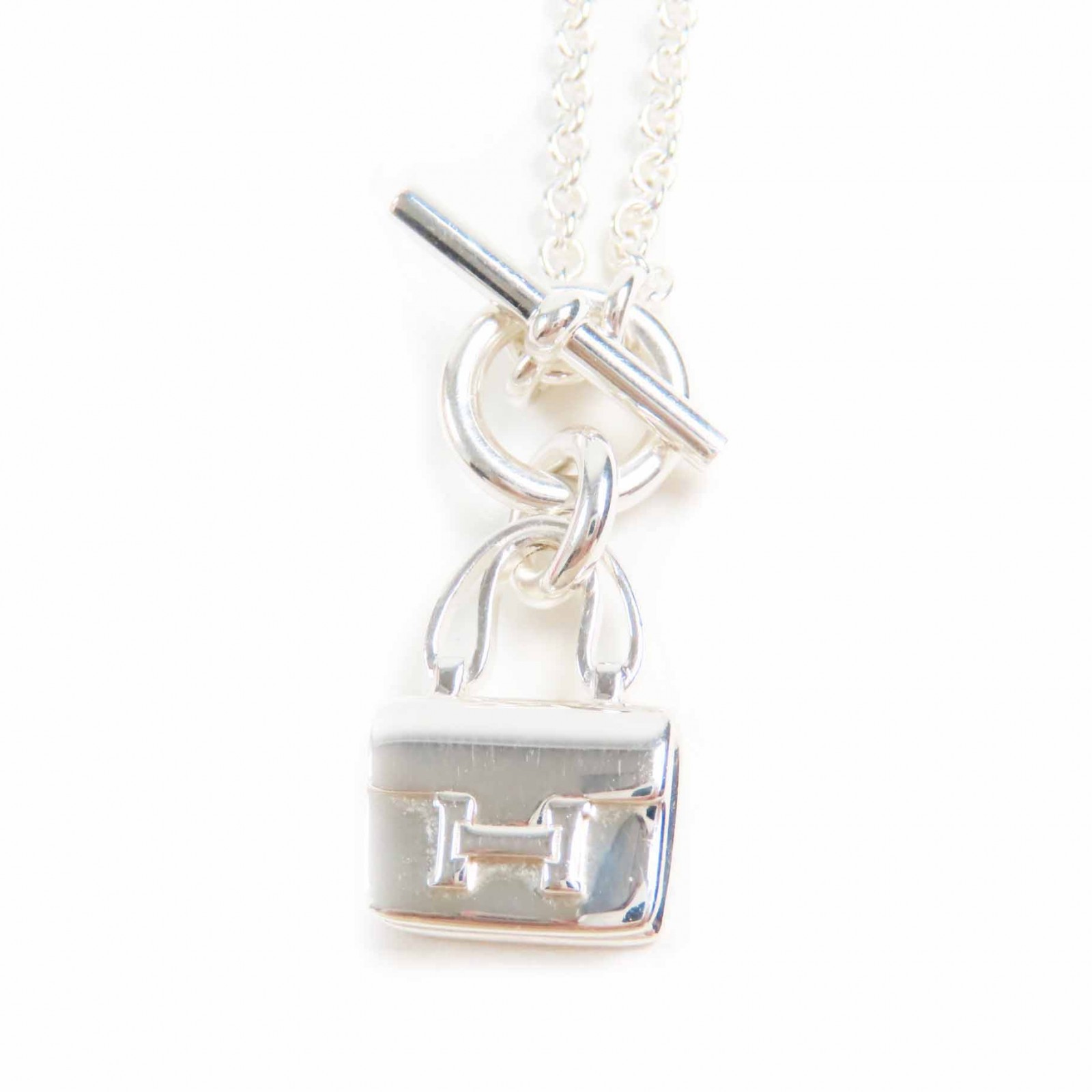 極美品◎HERMES エルメス コンスタンス アミュレット ネックレス ペンダント AG925 シルバー 箱・保存袋付き イタリア製 正規品 レディース【中古】