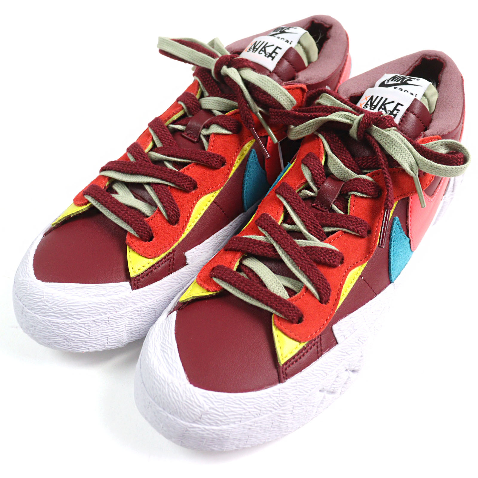 未使用品○NIKE KAWS SACAI ナイキ カウズ サカイ DM7901 600 BLAZER LOW ブレーザー ロー Team Red トリプルネームタグ XXモチーフ刻印 レースアップ レザー ローカットスニーカー マルチカラー 27 箱付き メンズ【中古】
